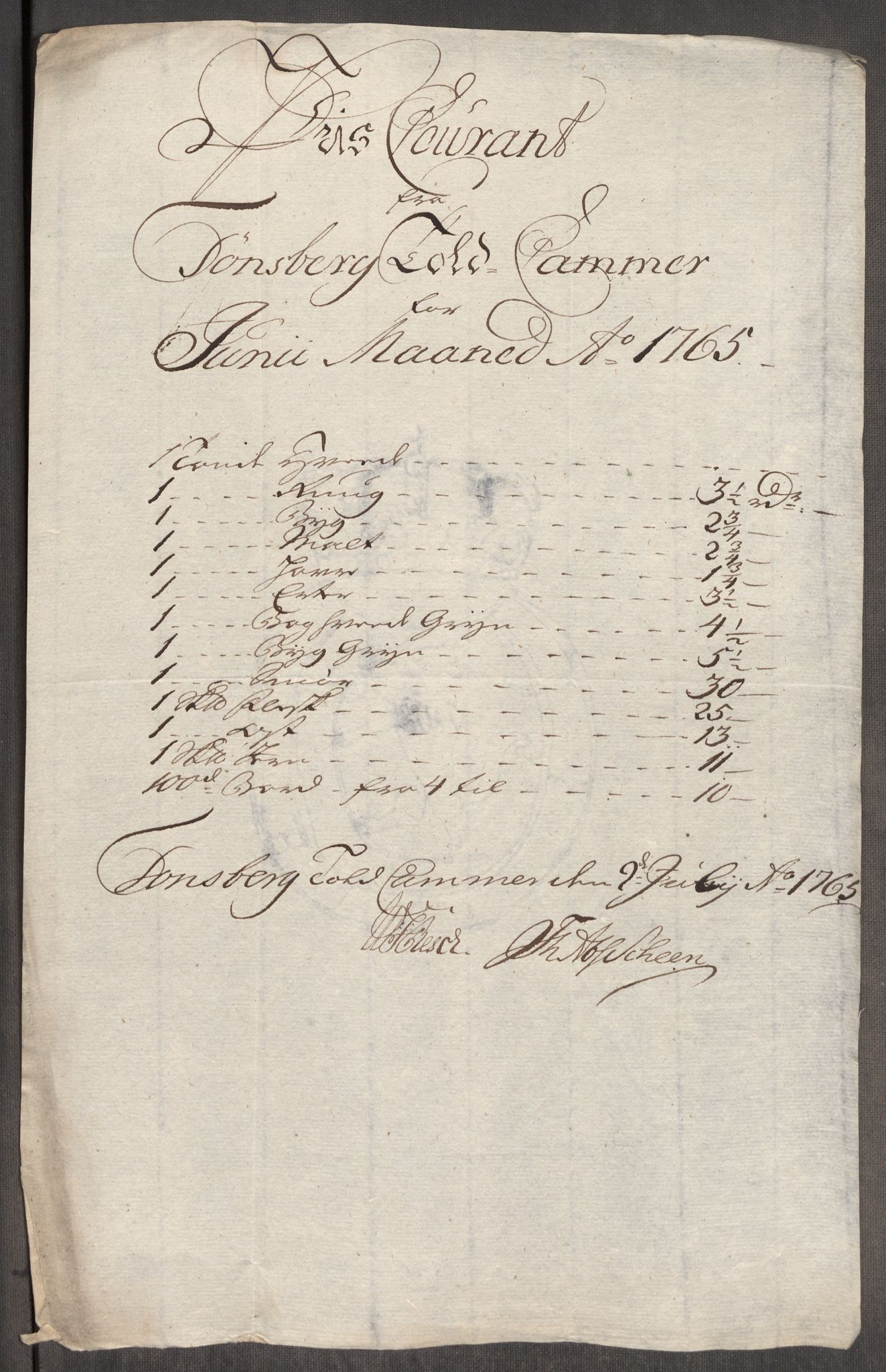 Rentekammeret inntil 1814, Realistisk ordnet avdeling, AV/RA-EA-4070/Oe/L0008: [Ø1]: Priskuranter, 1764-1768, p. 382