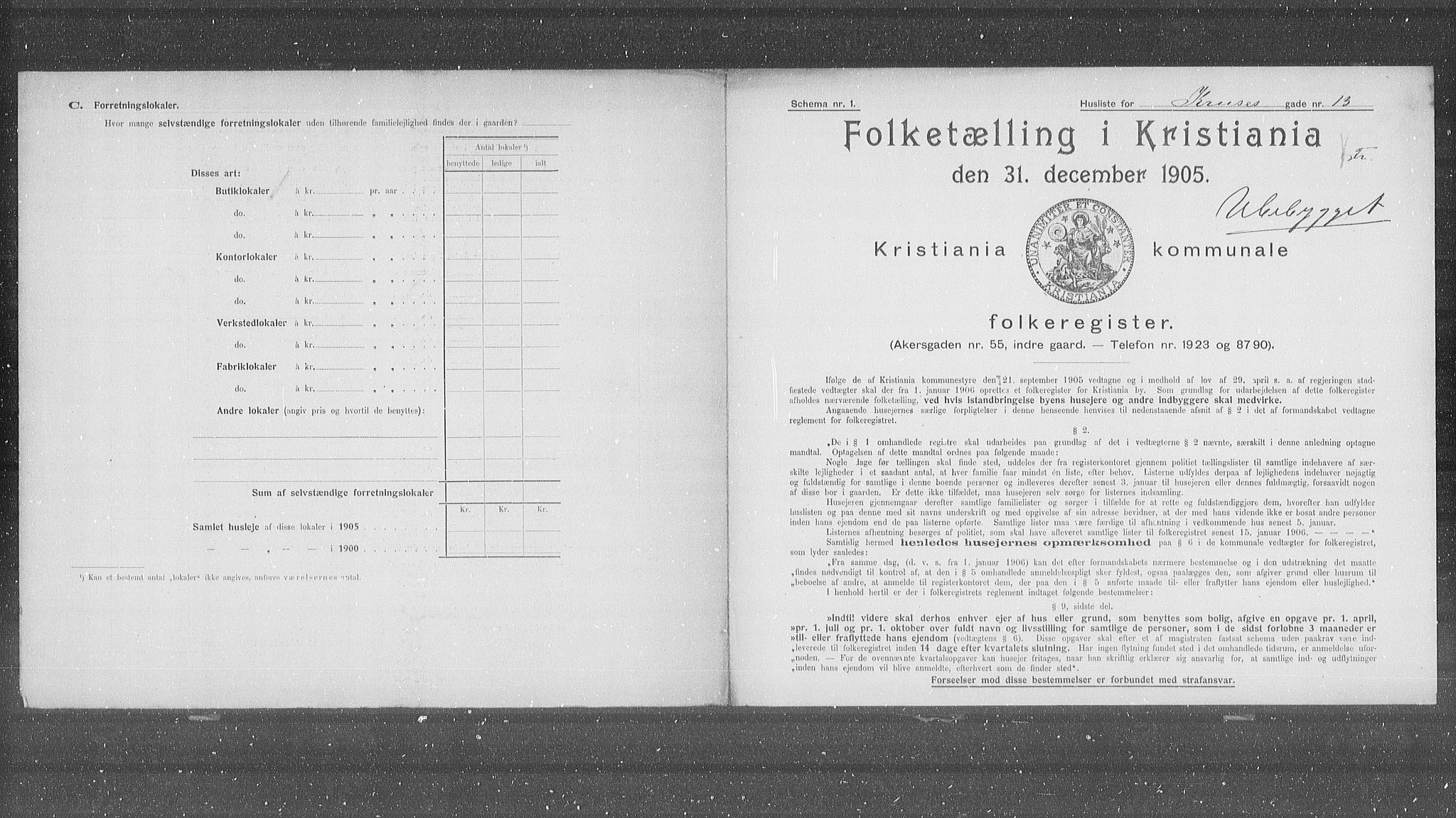 OBA, Municipal Census 1905 for Kristiania, 1905, p. 28928