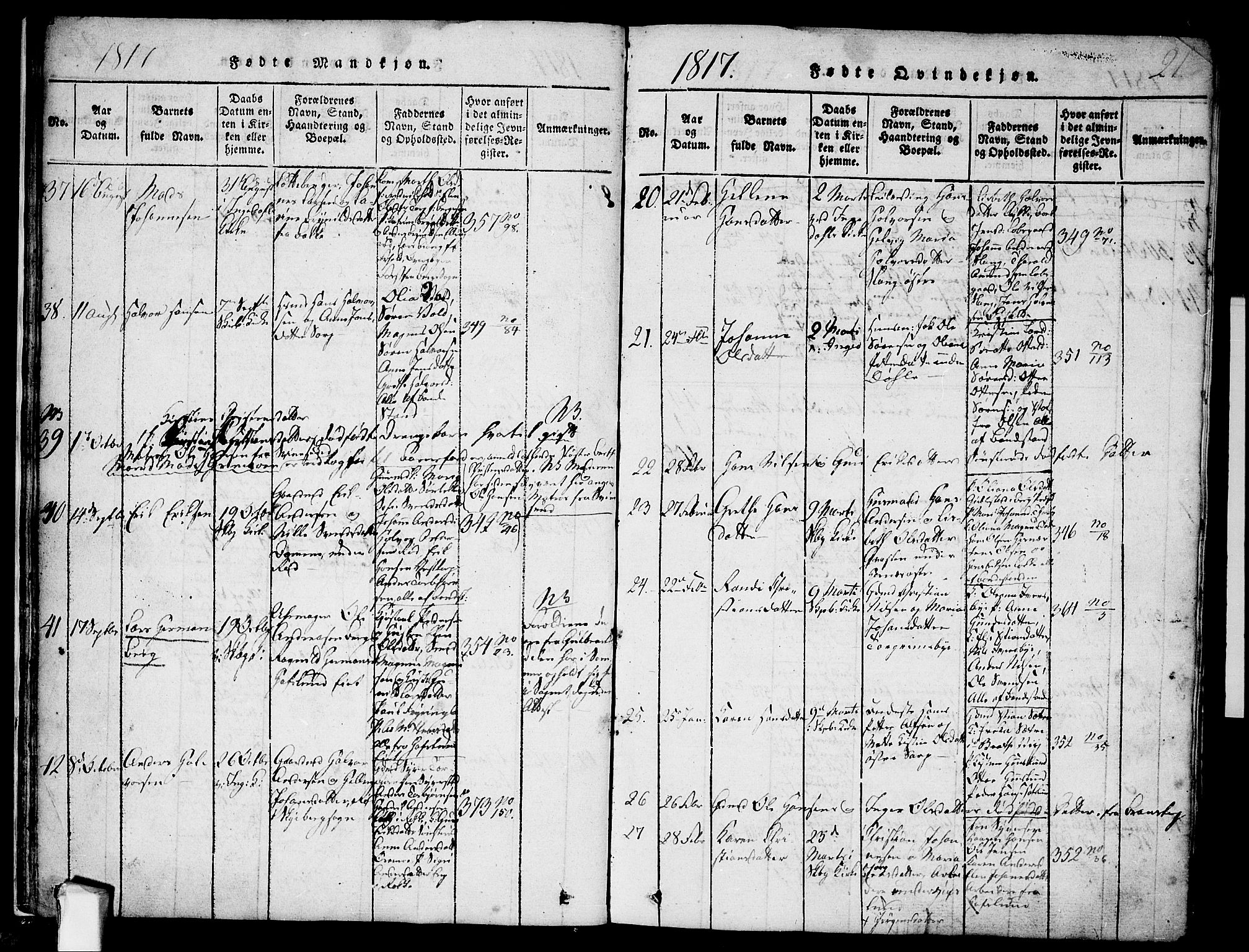 Skjeberg prestekontor Kirkebøker, AV/SAO-A-10923/F/Fa/L0004: Parish register (official) no. I 4, 1815-1830, p. 21