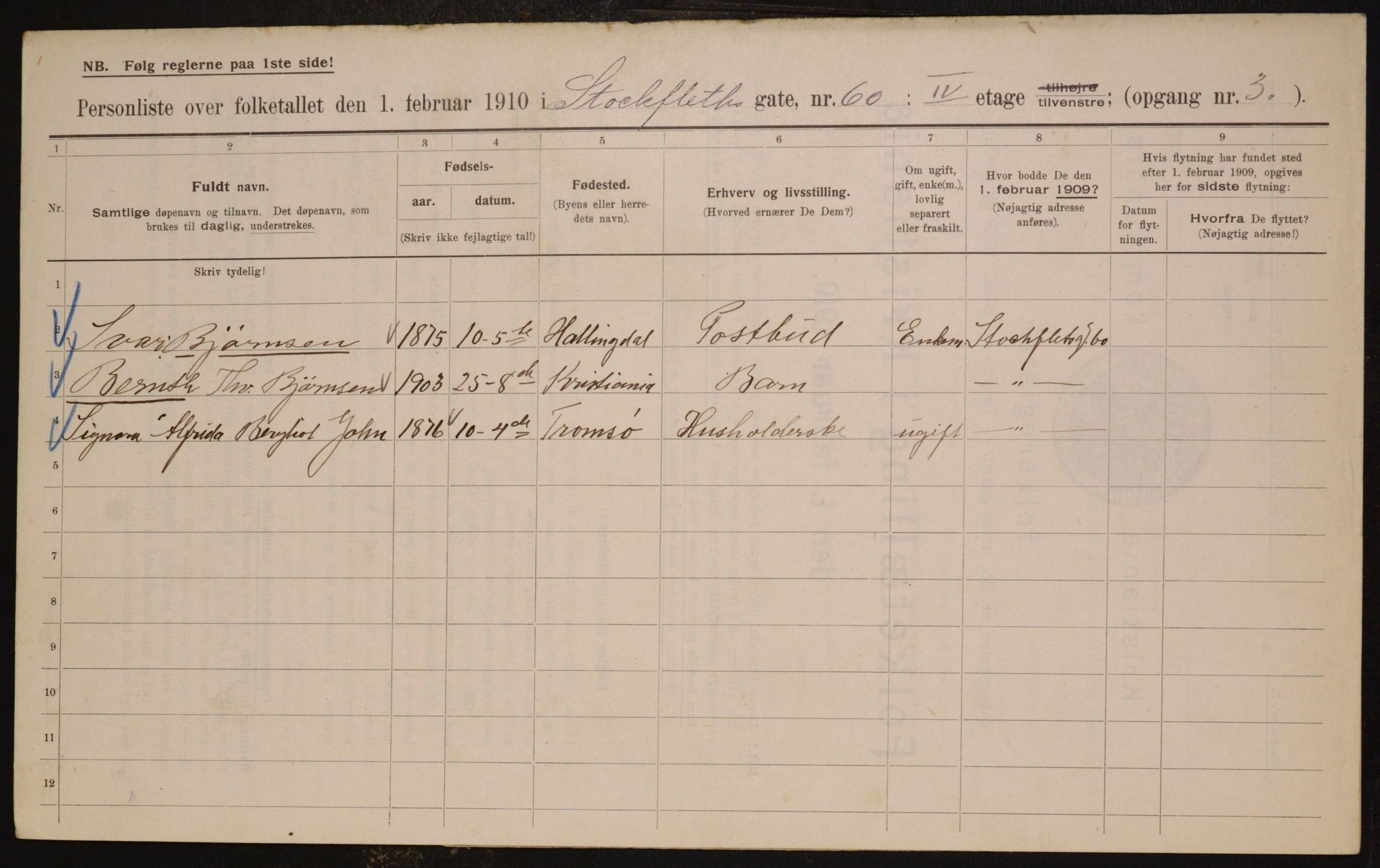 OBA, Municipal Census 1910 for Kristiania, 1910, p. 97234