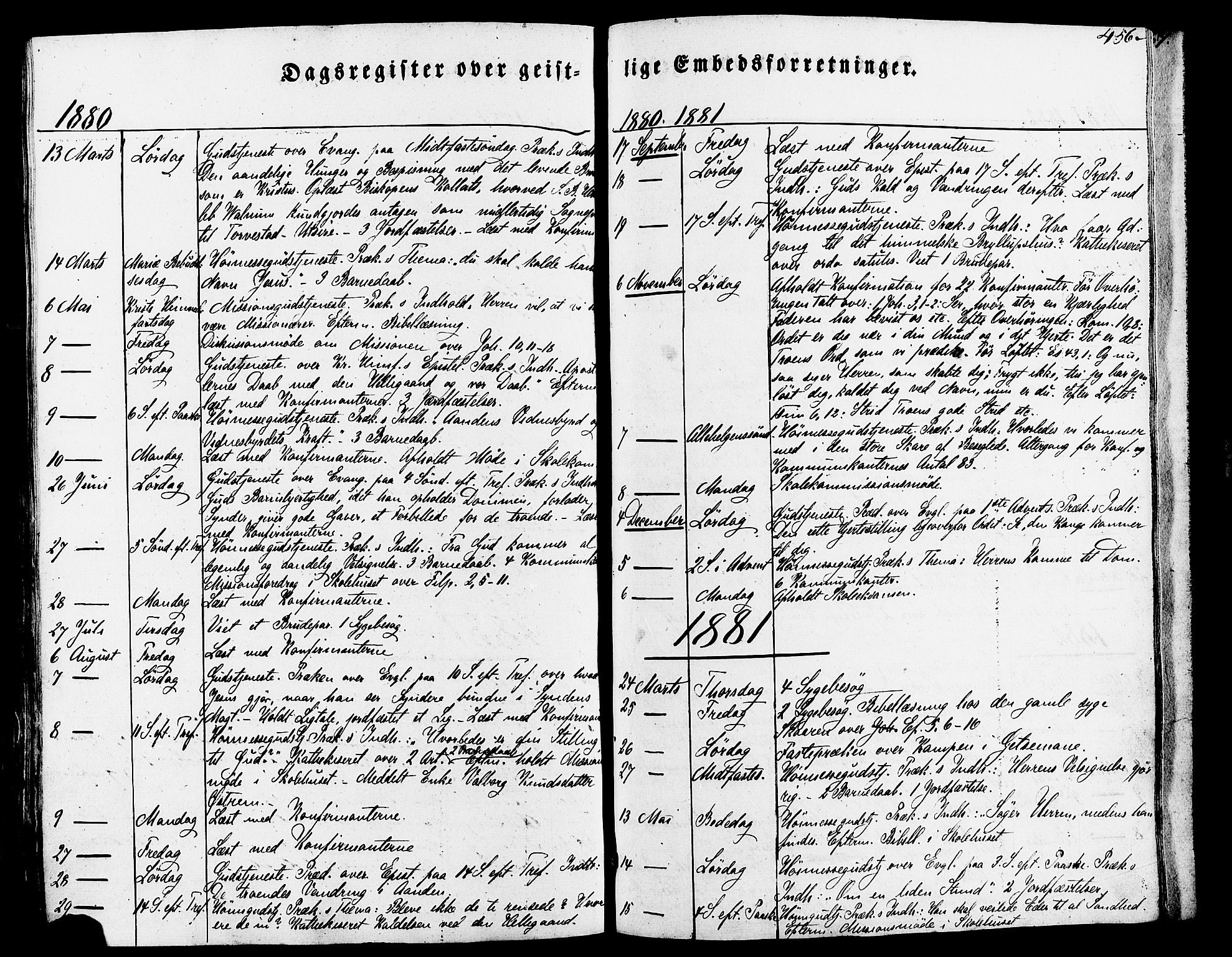 Torvastad sokneprestkontor, SAST/A -101857/H/Ha/Haa/L0007: Parish register (official) no. A 7, 1838-1882, p. 456