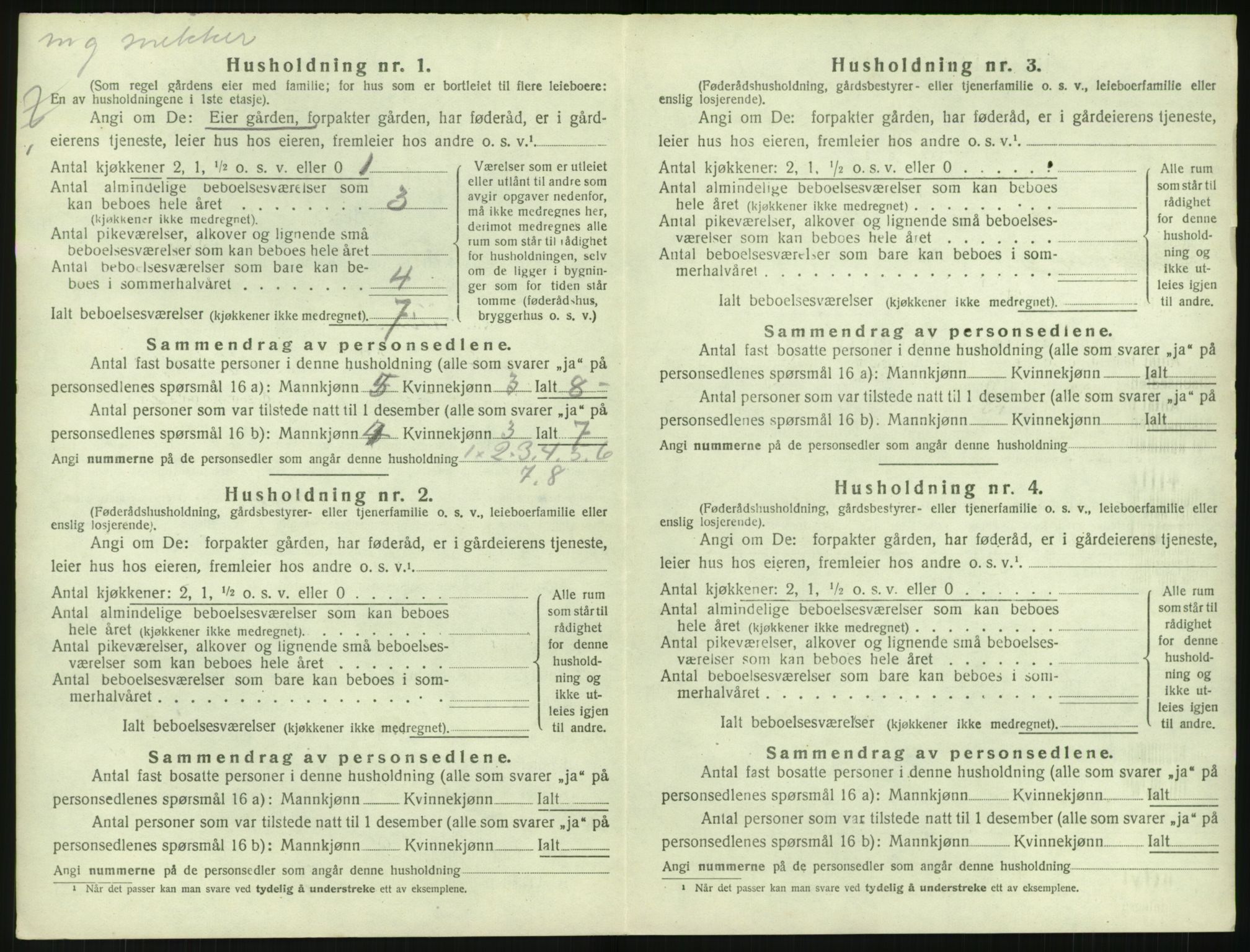 SAK, 1920 census for Fjære, 1920, p. 1072