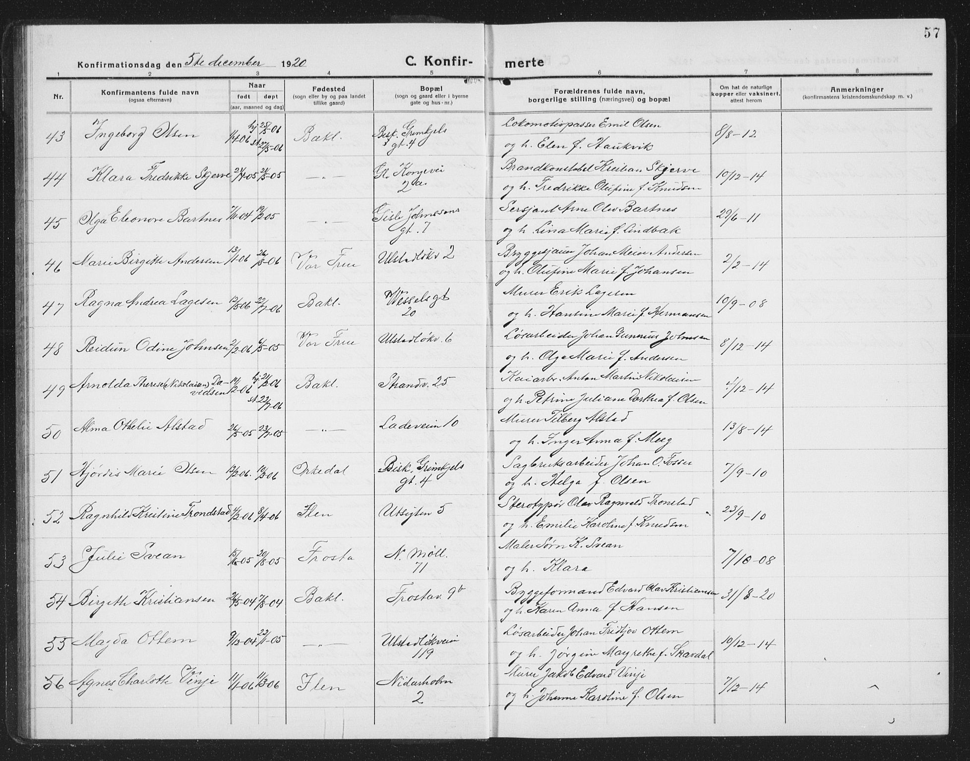 Ministerialprotokoller, klokkerbøker og fødselsregistre - Sør-Trøndelag, AV/SAT-A-1456/605/L0258: Parish register (copy) no. 605C05, 1918-1930, p. 57