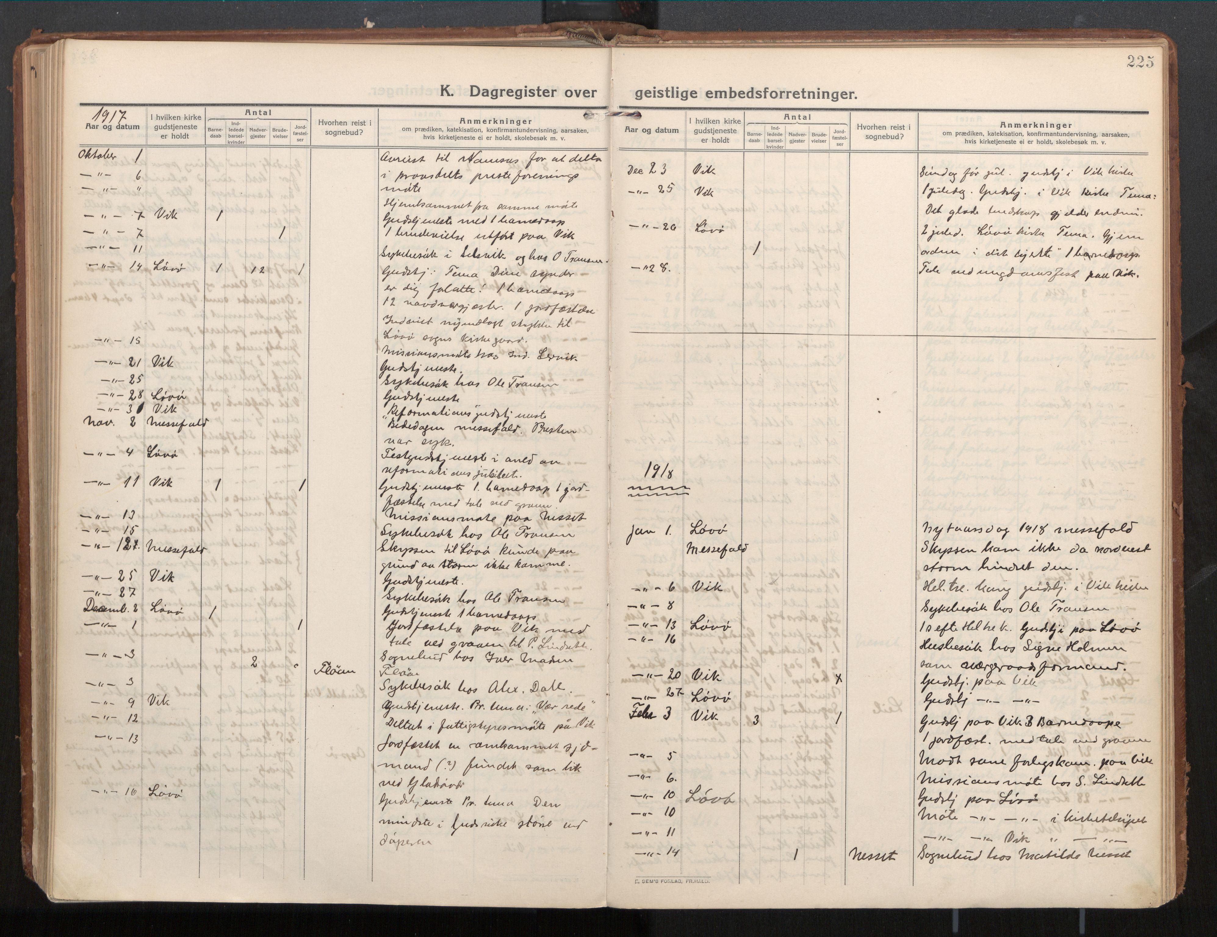 Ministerialprotokoller, klokkerbøker og fødselsregistre - Nord-Trøndelag, AV/SAT-A-1458/771/L0598: Parish register (official) no. 771A05, 1911-1937, p. 225