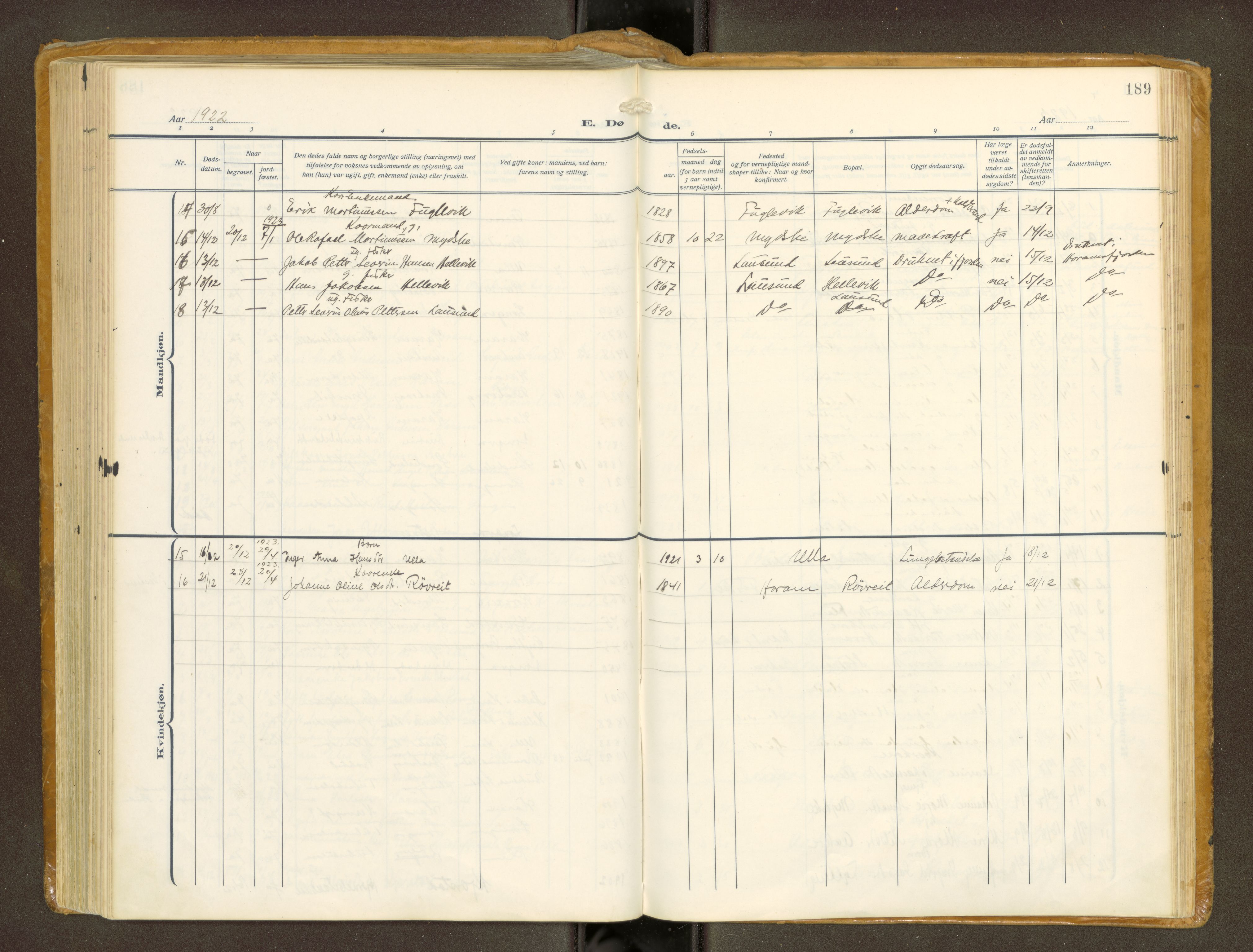 Ministerialprotokoller, klokkerbøker og fødselsregistre - Møre og Romsdal, AV/SAT-A-1454/536/L0518: Parish register (official) no. 536A--, 1914-1931, p. 189