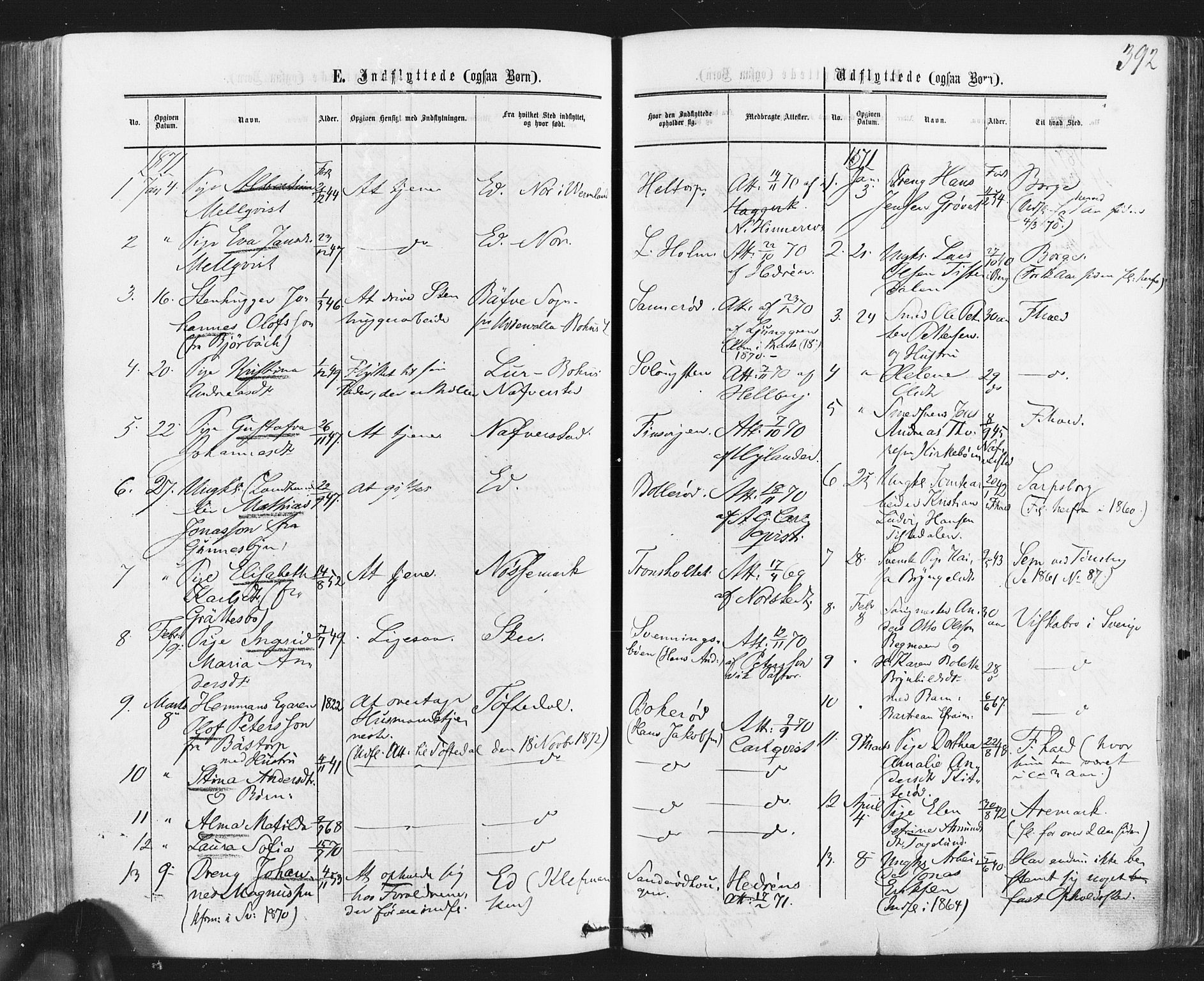 Idd prestekontor Kirkebøker, SAO/A-10911/F/Fc/L0005: Parish register (official) no. III 5, 1861-1877, p. 392