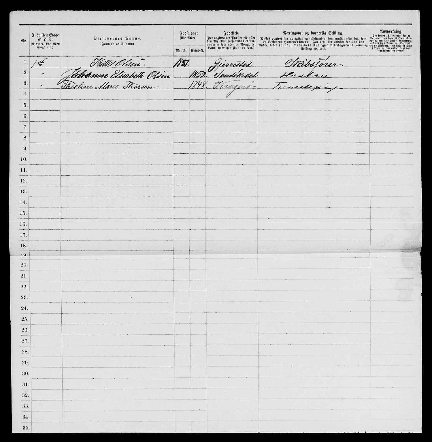 SAKO, 1885 census for 0801 Kragerø, 1885, p. 692