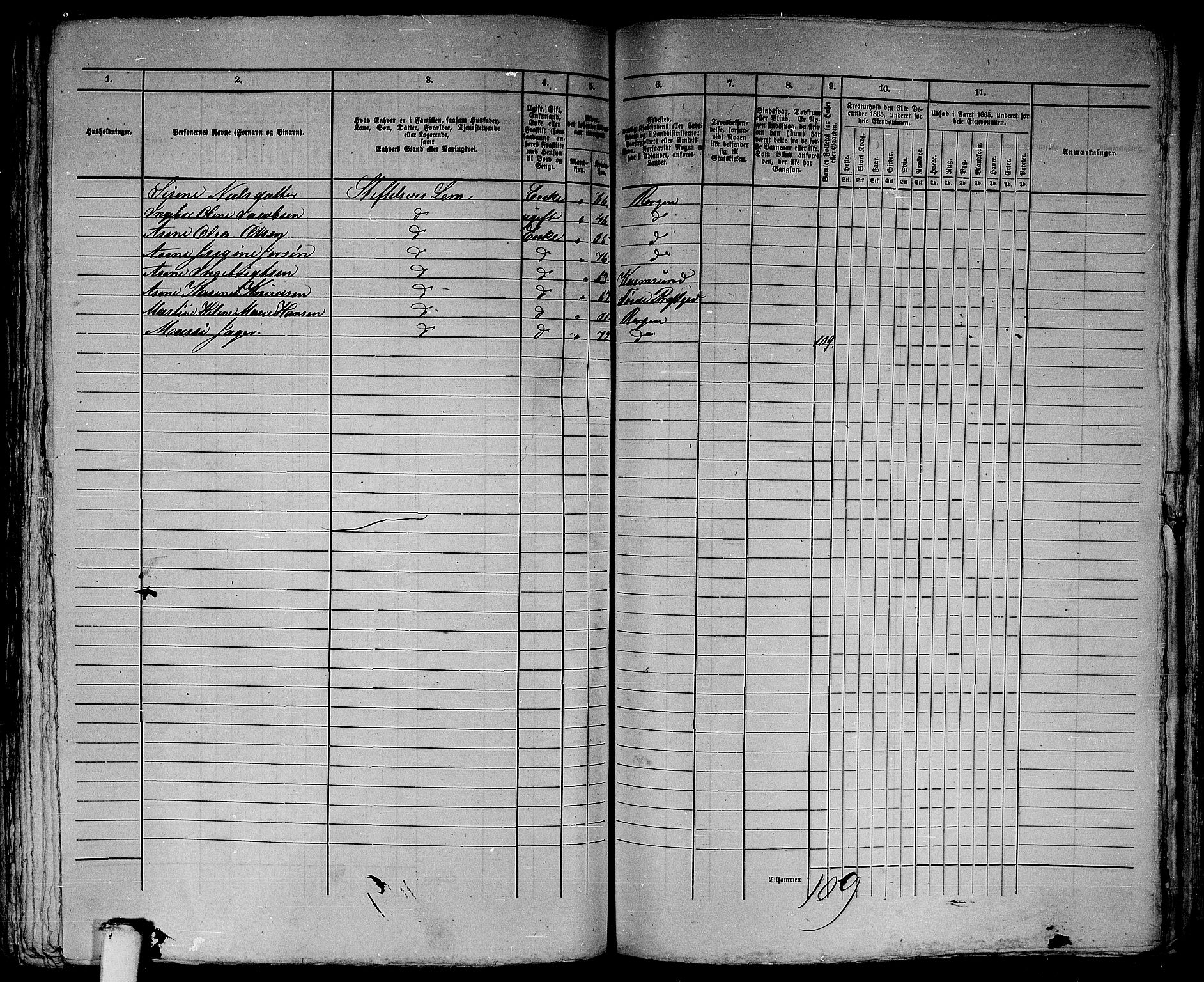 RA, 1865 census for Bergen, 1865, p. 3467