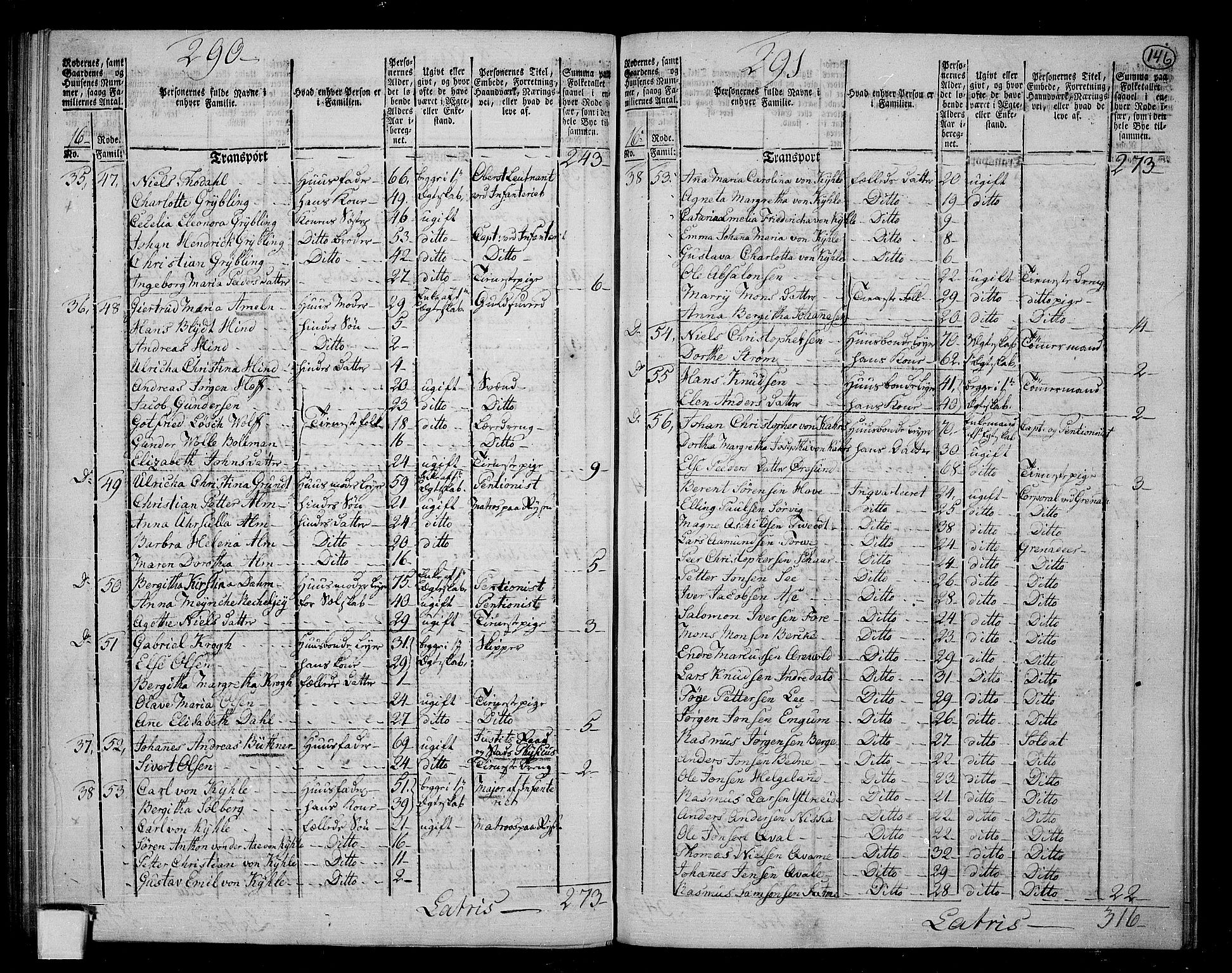 RA, 1801 census for 1301 Bergen, 1801, p. 145b-146a