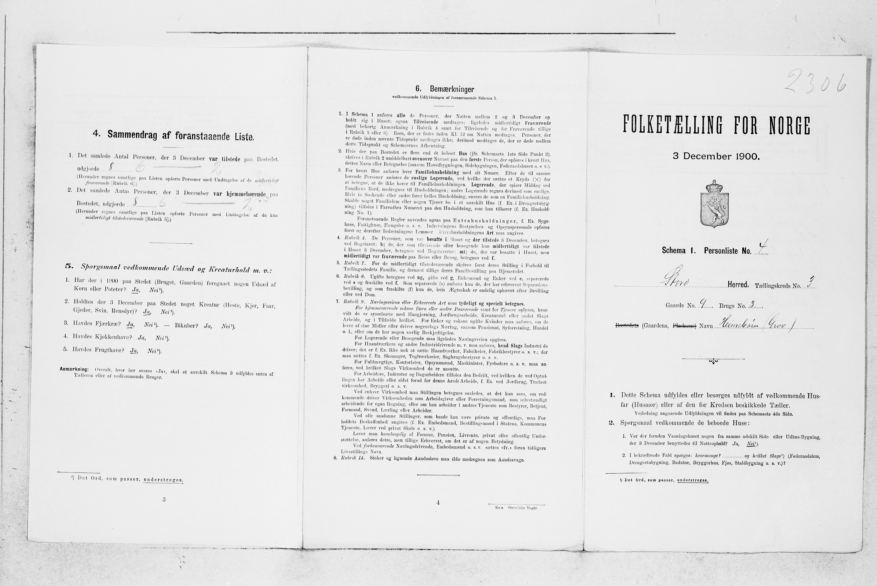 SAB, 1900 census for Stord, 1900, p. 301