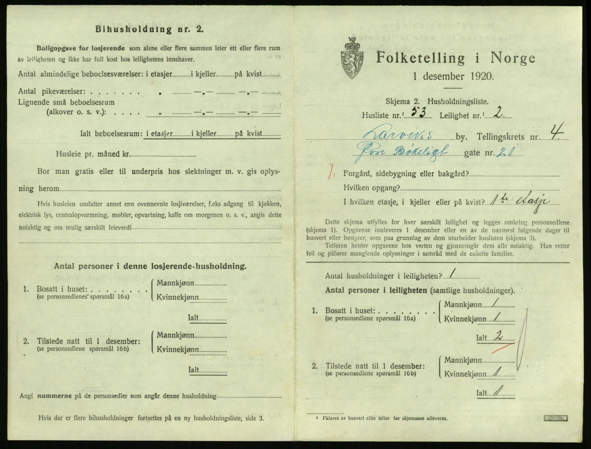 SAKO, 1920 census for Larvik, 1920, p. 4408