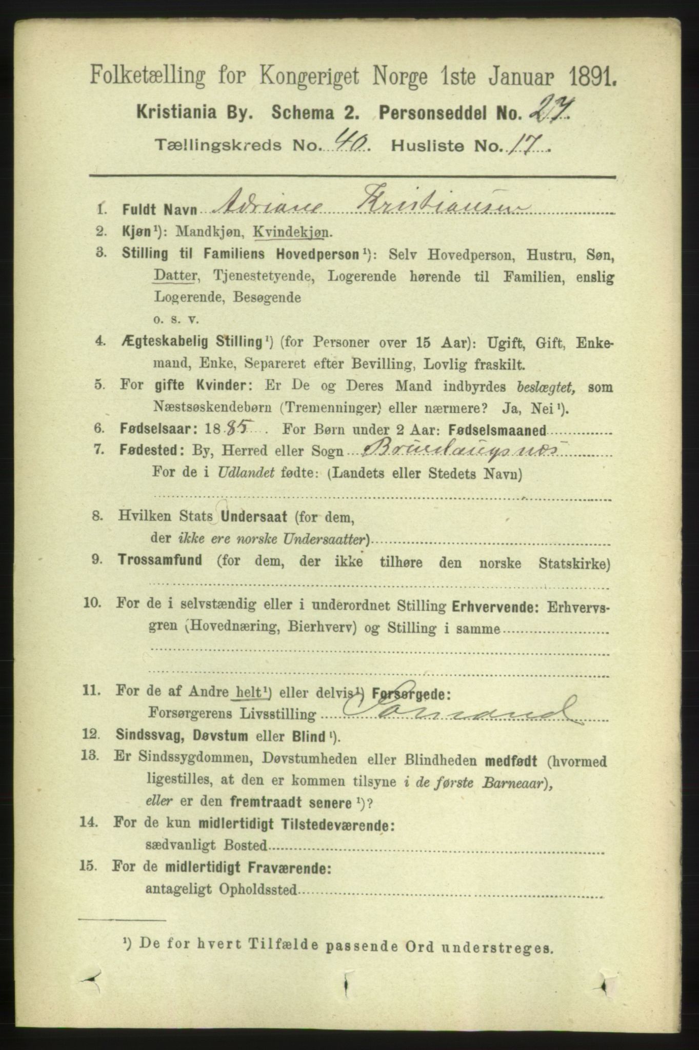 RA, 1891 census for 0301 Kristiania, 1891, p. 23402