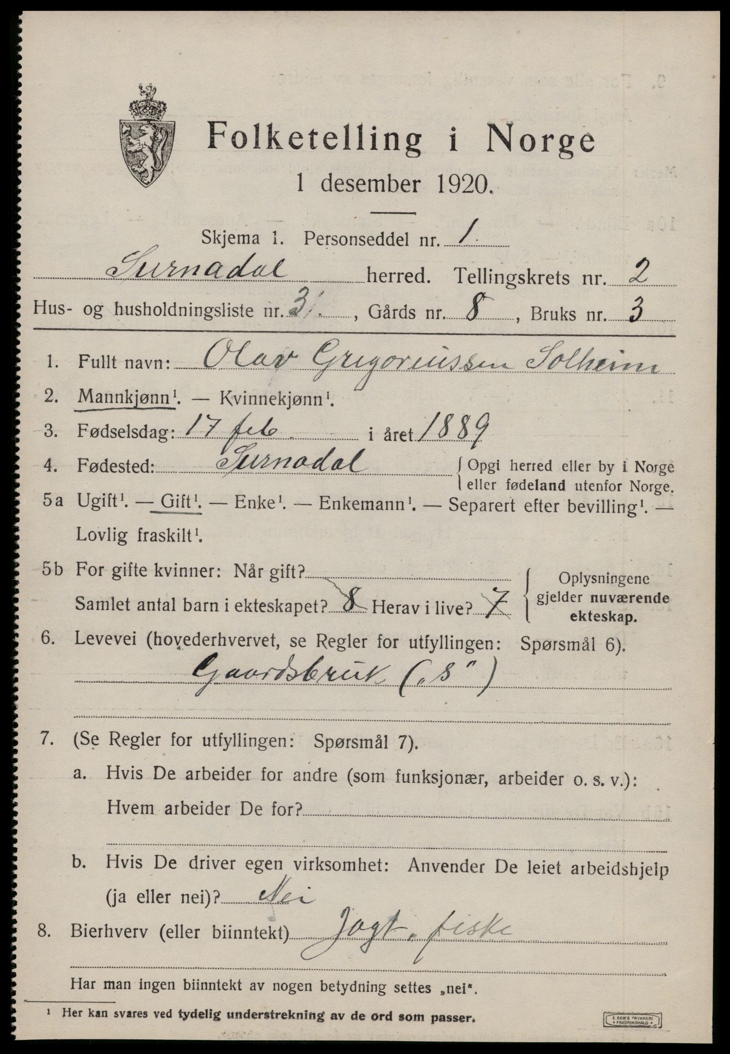 SAT, 1920 census for Surnadal, 1920, p. 1773