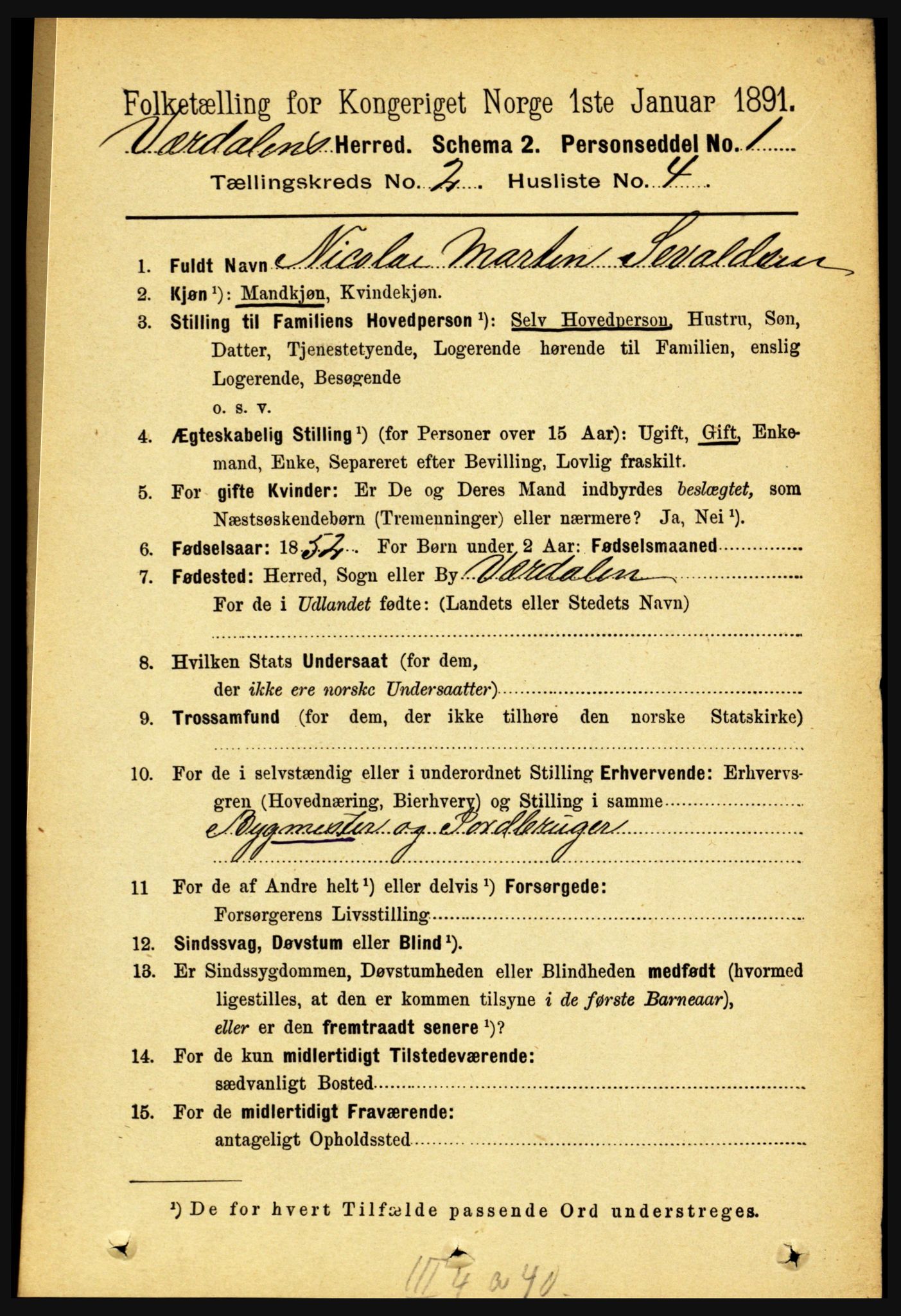 RA, 1891 census for 1721 Verdal, 1891, p. 801