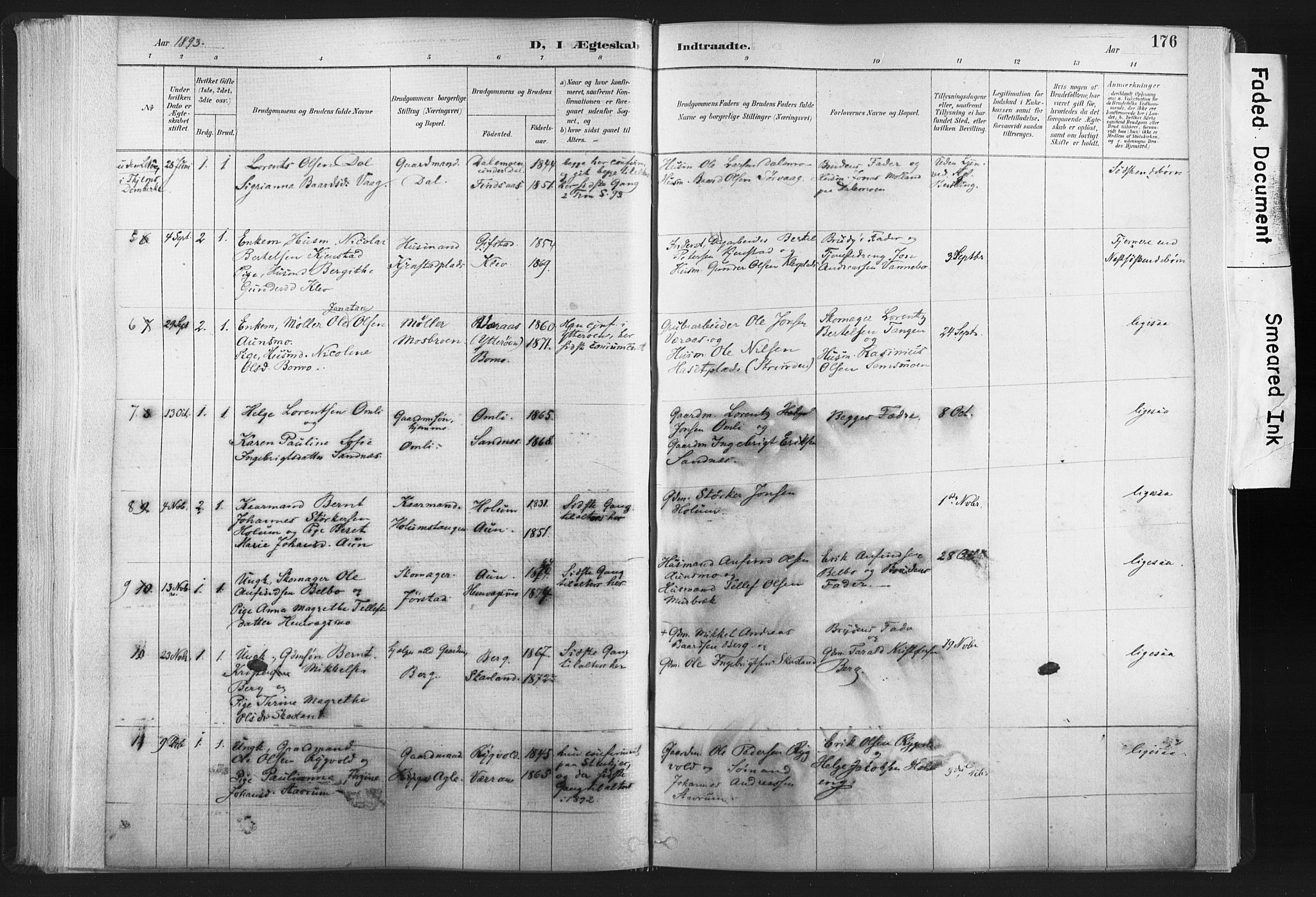 Ministerialprotokoller, klokkerbøker og fødselsregistre - Nord-Trøndelag, SAT/A-1458/749/L0474: Parish register (official) no. 749A08, 1887-1903, p. 176