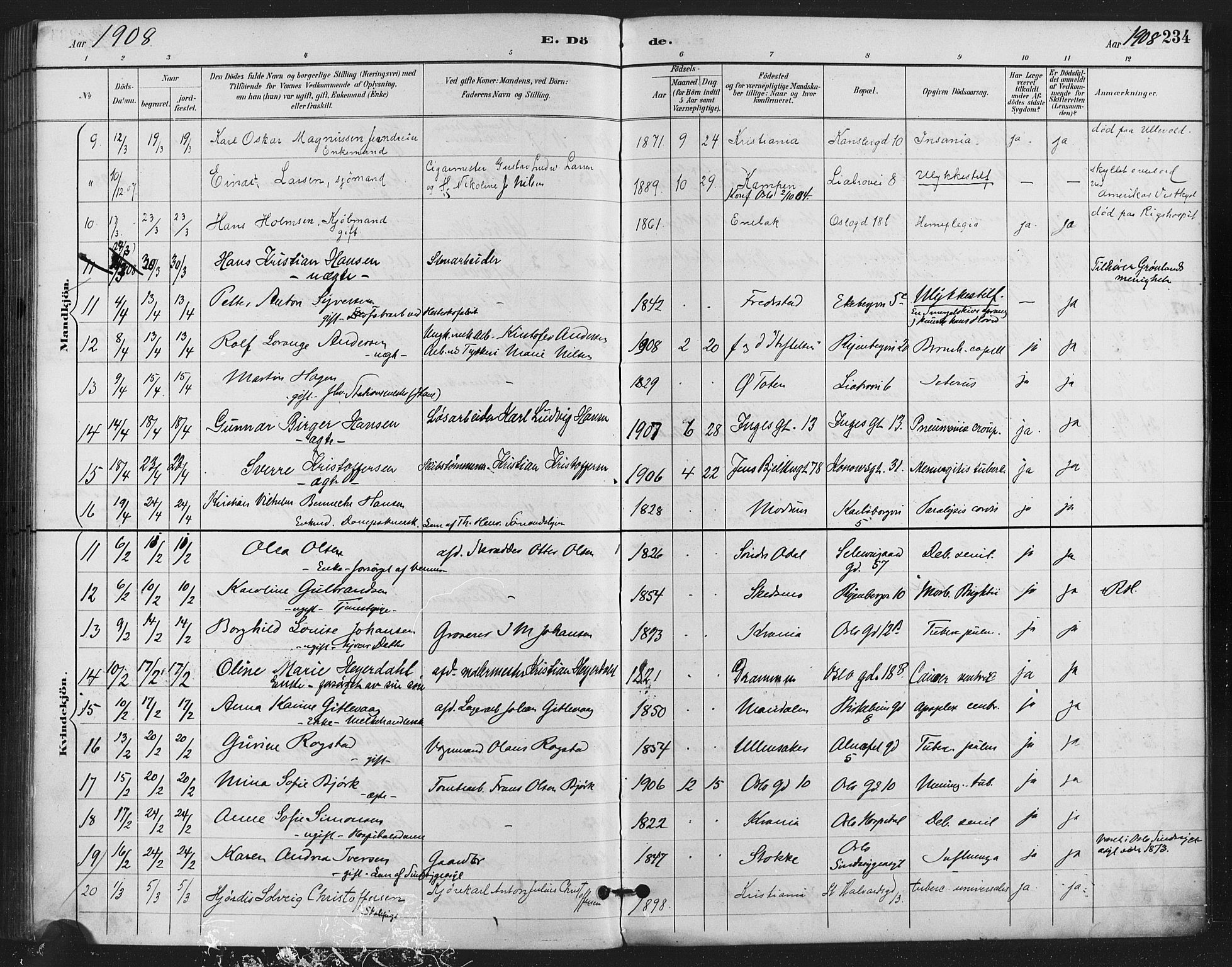 Gamlebyen prestekontor Kirkebøker, AV/SAO-A-10884/F/Fa/L0009: Parish register (official) no. 9, 1888-1909, p. 234