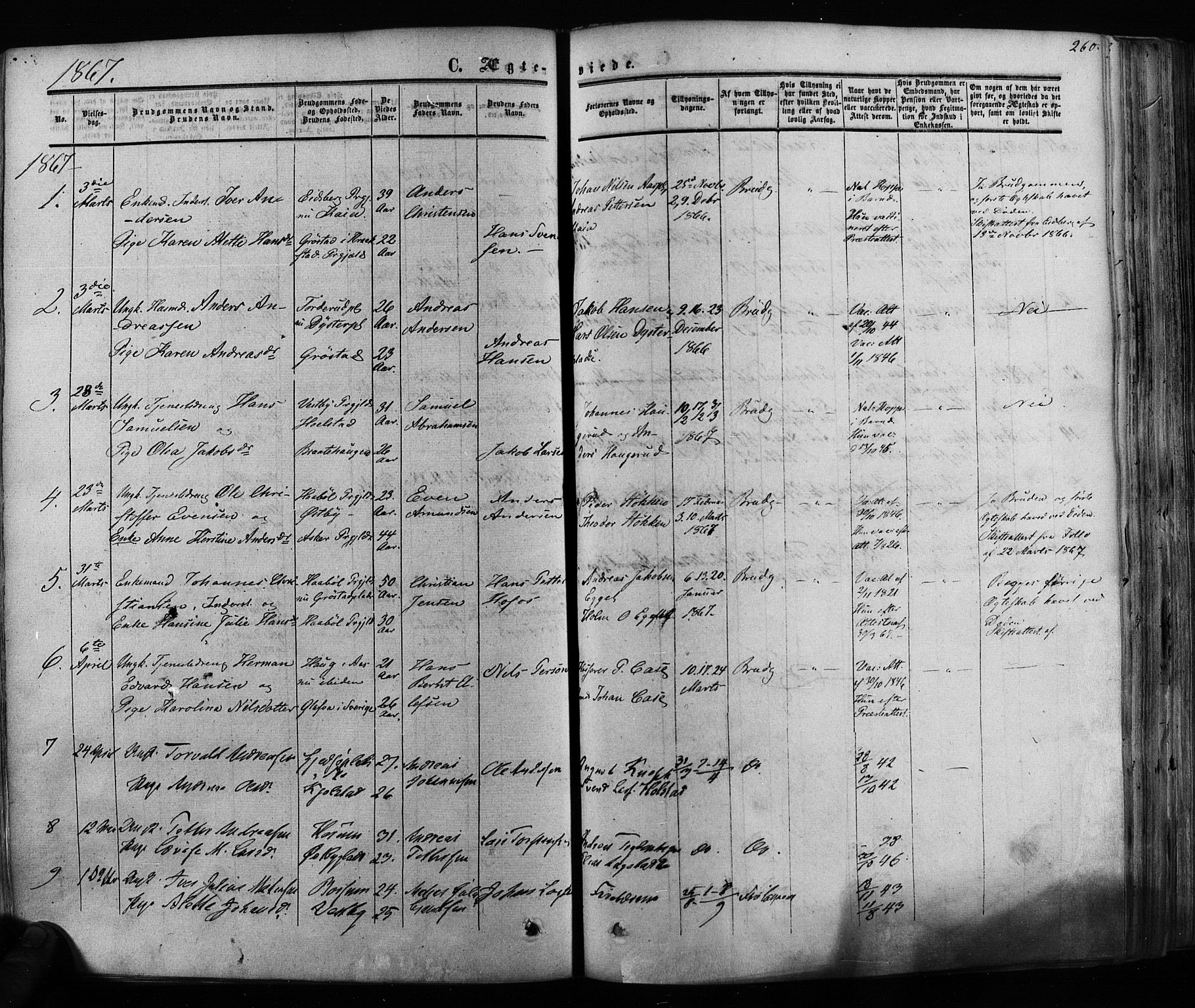 Ås prestekontor Kirkebøker, AV/SAO-A-10894/F/Fa/L0007: Parish register (official) no. I 7, 1854-1870, p. 260