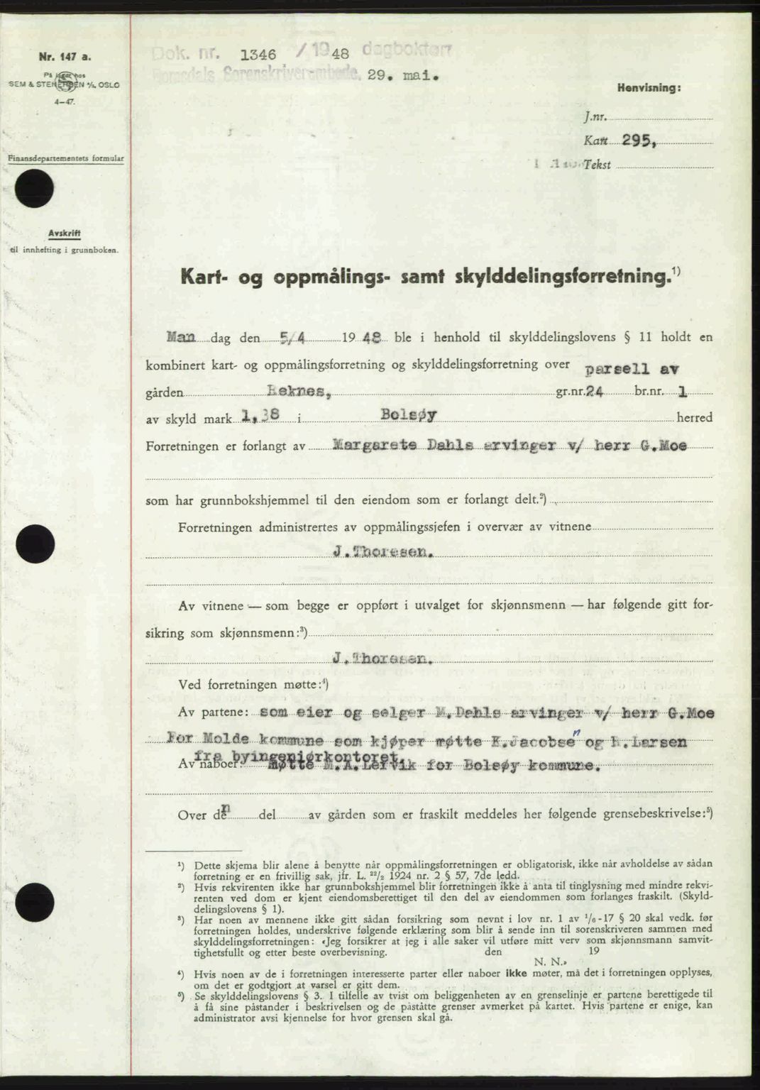 Romsdal sorenskriveri, AV/SAT-A-4149/1/2/2C: Mortgage book no. A26, 1948-1948, Diary no: : 1346/1948