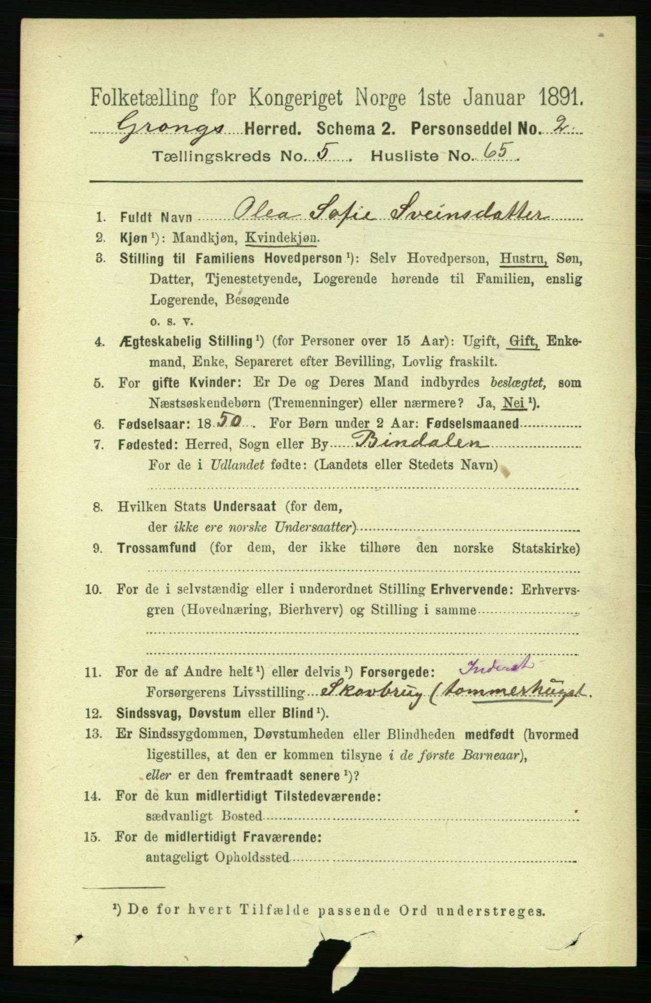 RA, 1891 census for 1742 Grong, 1891, p. 2294