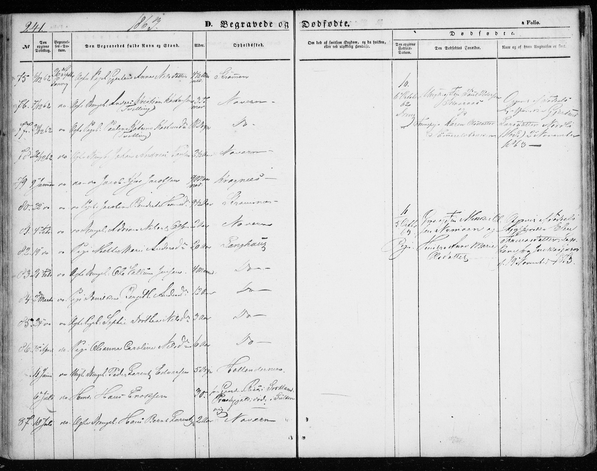 Lenvik sokneprestembete, SATØ/S-1310/H/Ha/Haa/L0007kirke: Parish register (official) no. 7, 1855-1865, p. 241