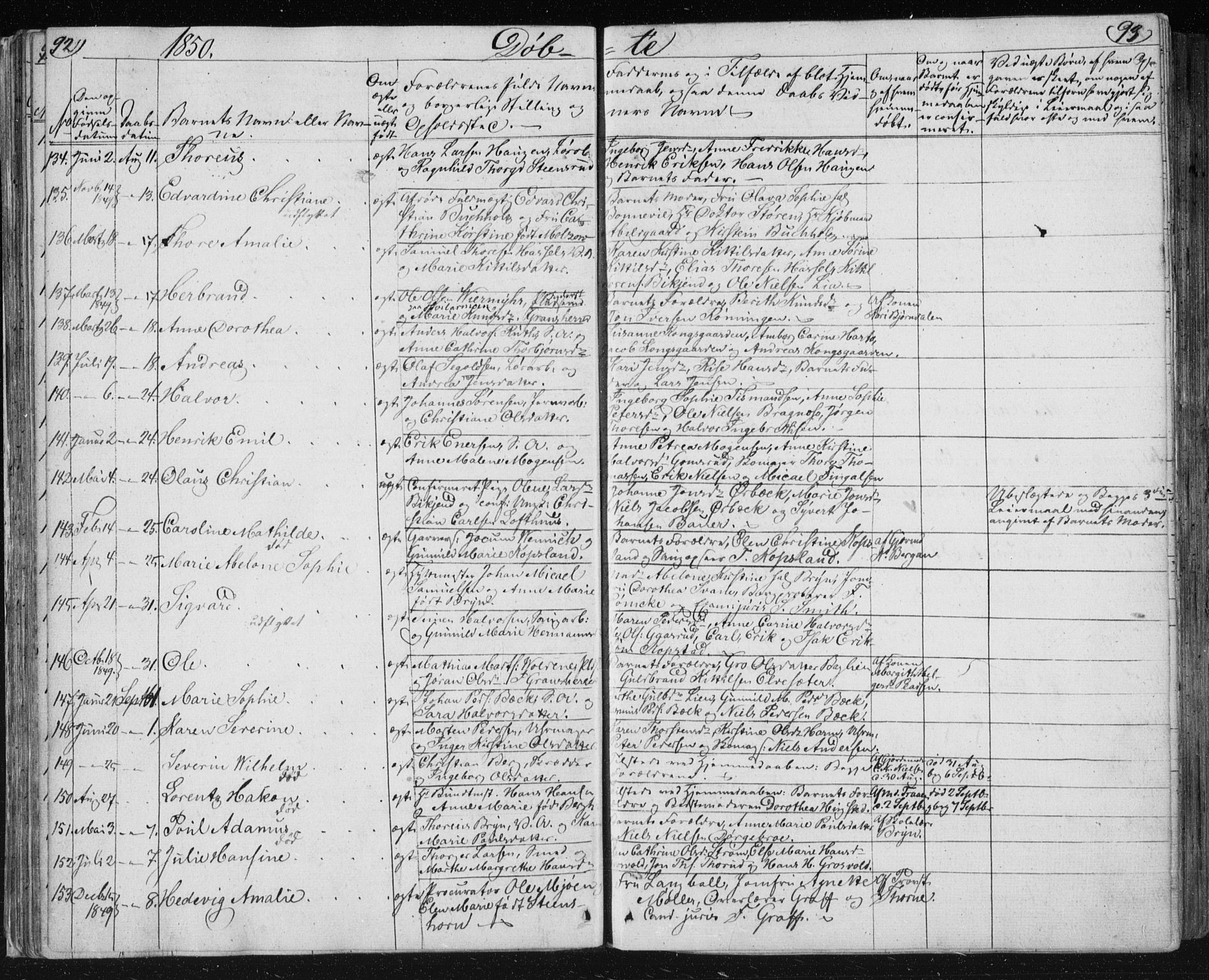 Kongsberg kirkebøker, AV/SAKO-A-22/F/Fa/L0009: Parish register (official) no. I 9, 1839-1858, p. 92-93