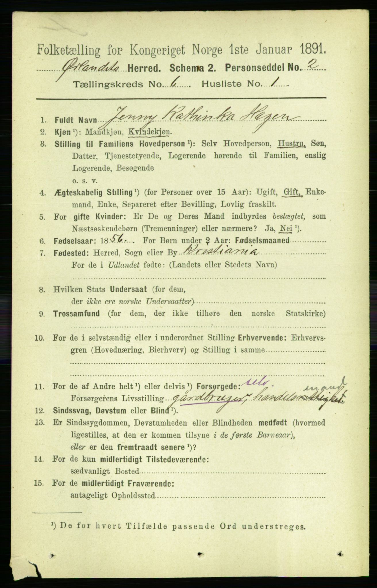 RA, 1891 census for 1621 Ørland, 1891, p. 1841