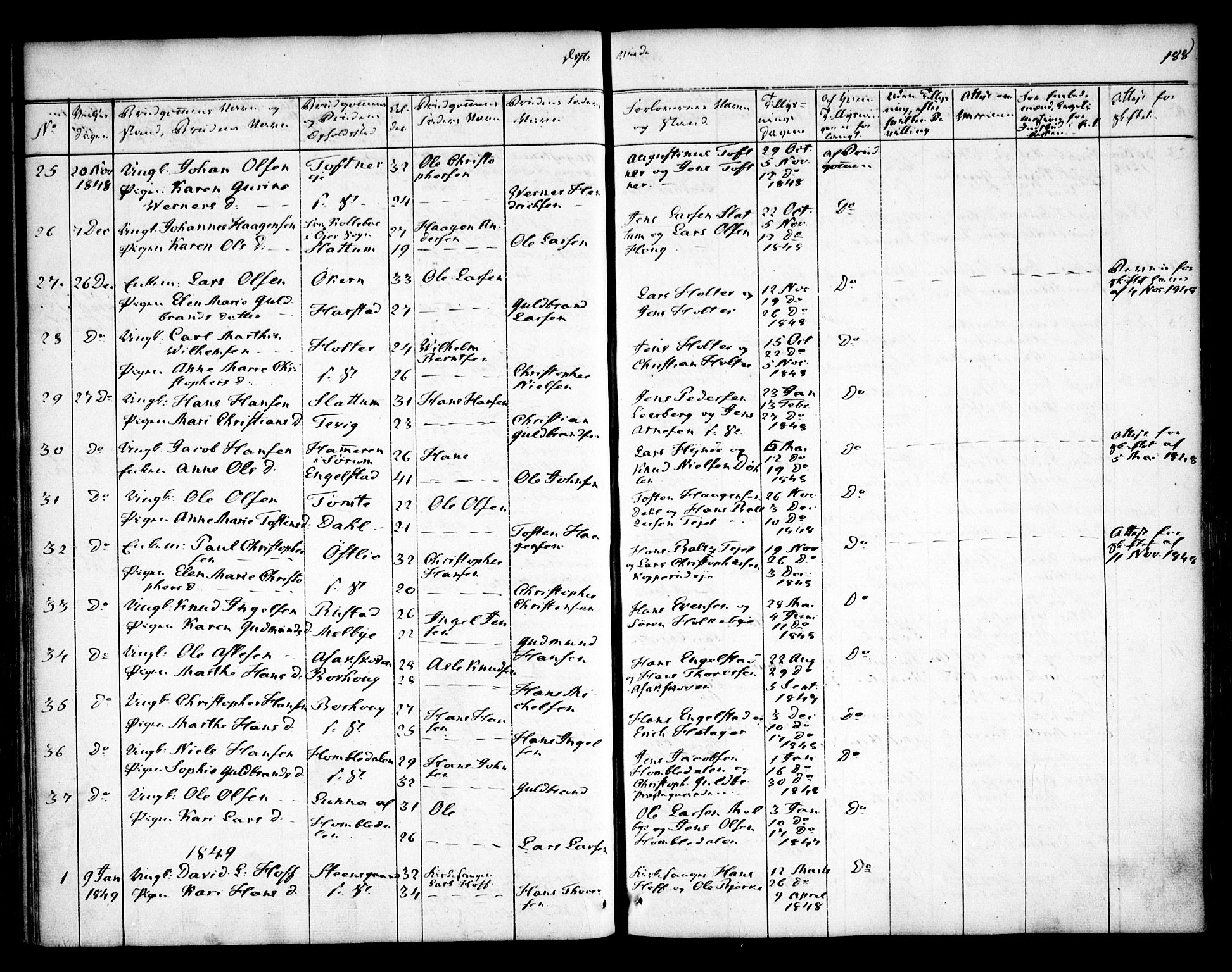 Nannestad prestekontor Kirkebøker, SAO/A-10414a/F/Fa/L0010: Parish register (official) no. I 10, 1840-1850, p. 188