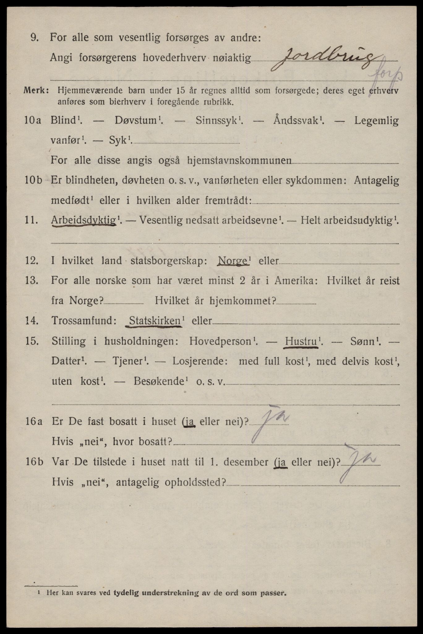 SAST, 1920 census for Erfjord, 1920, p. 958