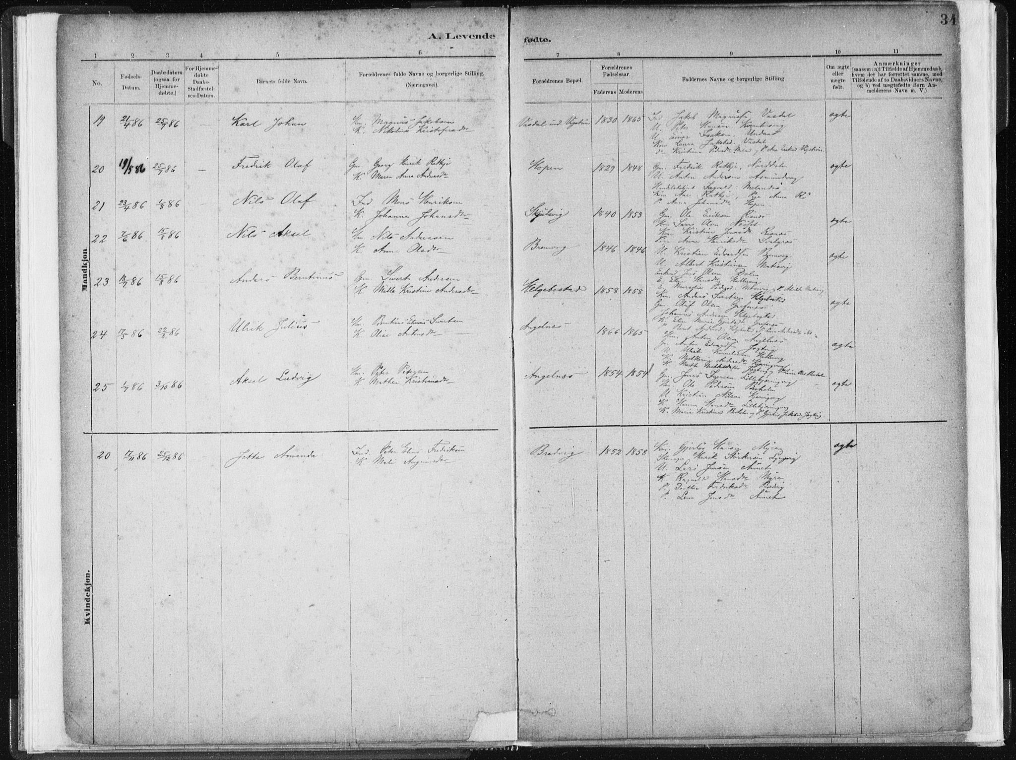 Ministerialprotokoller, klokkerbøker og fødselsregistre - Sør-Trøndelag, SAT/A-1456/634/L0533: Parish register (official) no. 634A09, 1882-1901, p. 34