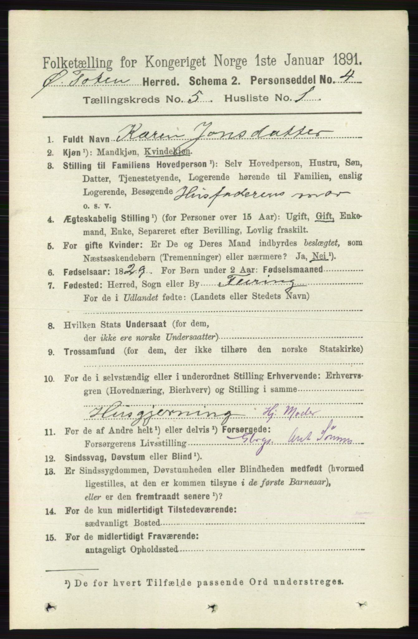 RA, 1891 census for 0528 Østre Toten, 1891, p. 3183