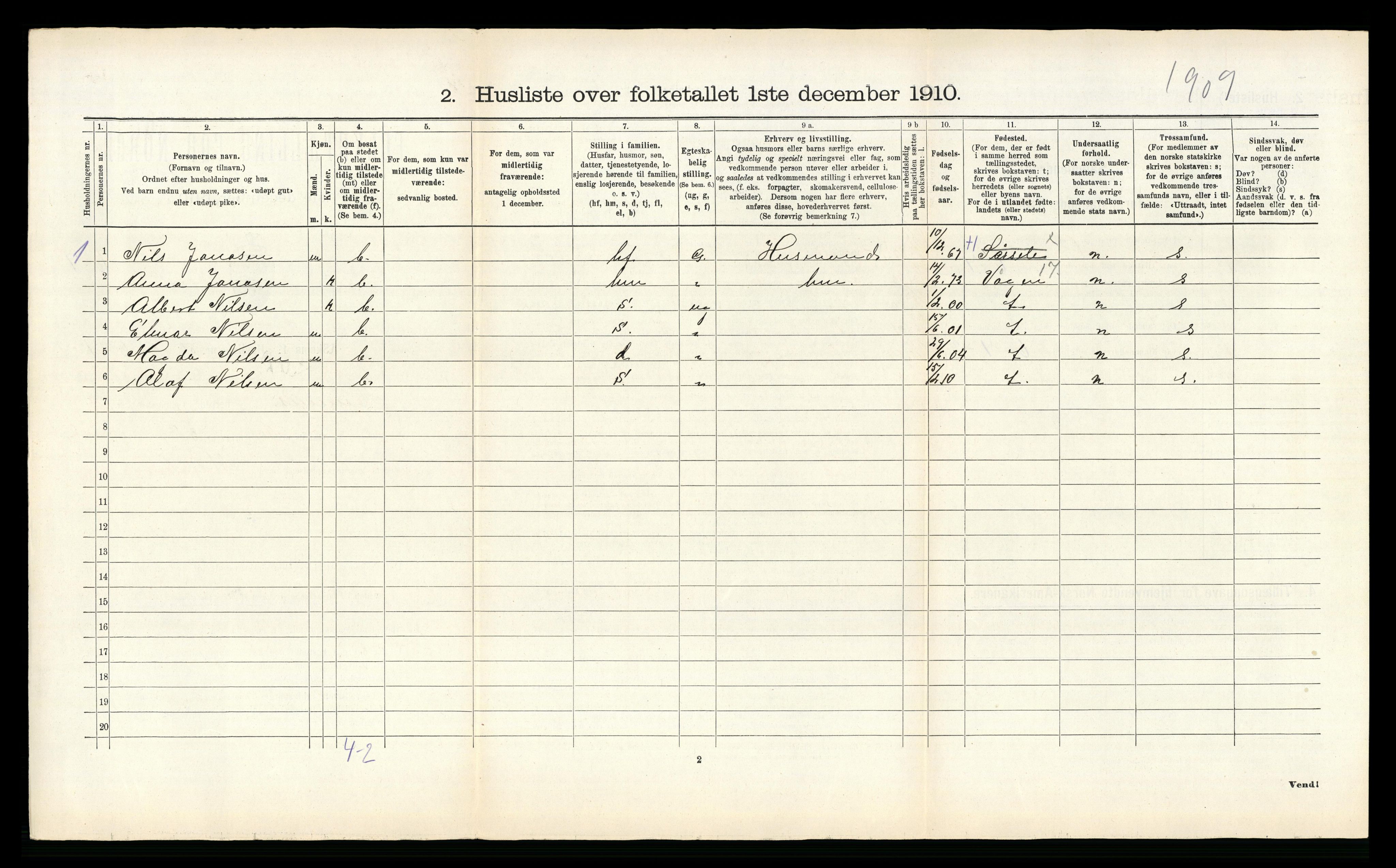 RA, 1910 census for Hemnes, 1910, p. 787