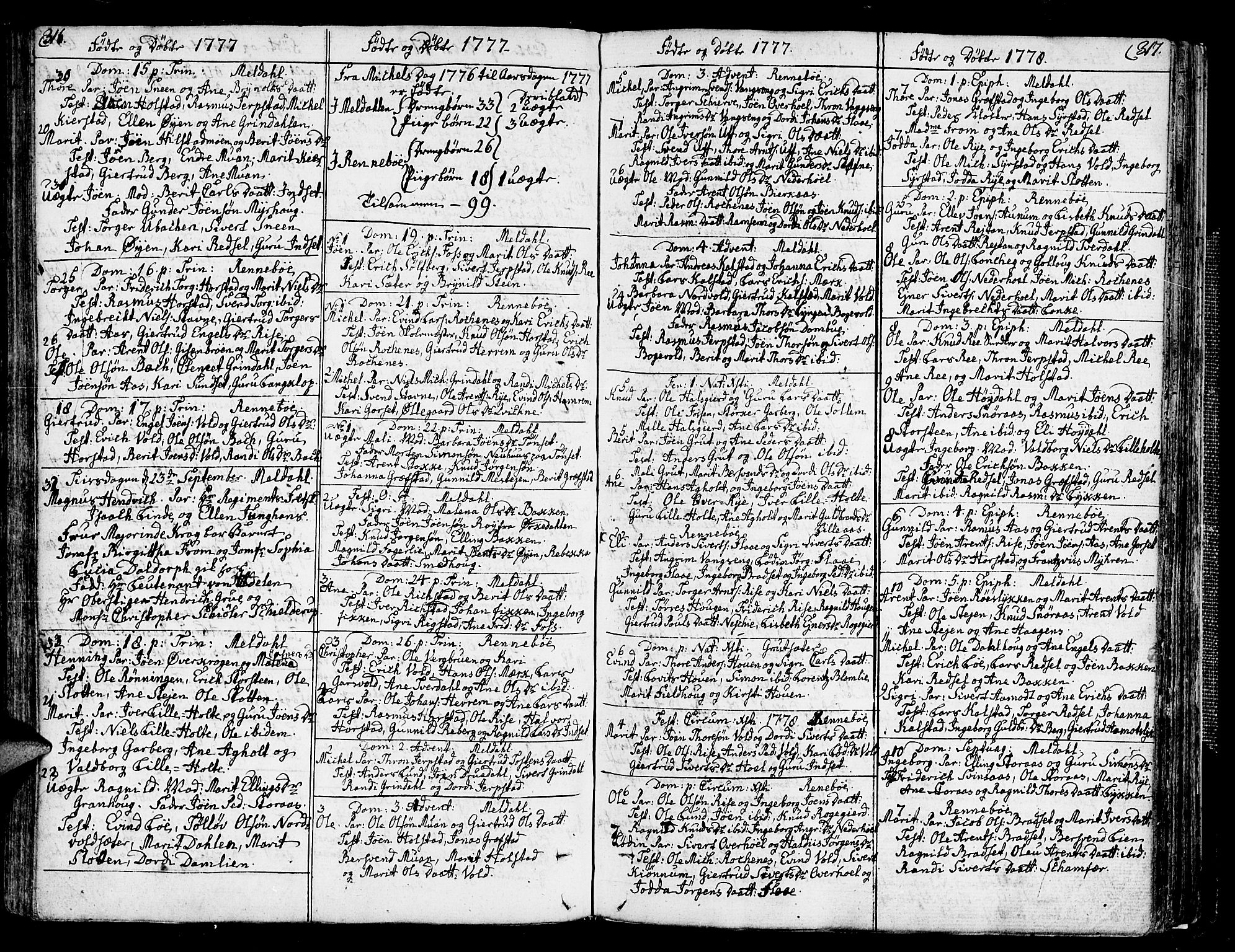 Ministerialprotokoller, klokkerbøker og fødselsregistre - Sør-Trøndelag, SAT/A-1456/672/L0852: Parish register (official) no. 672A05, 1776-1815, p. 316-317
