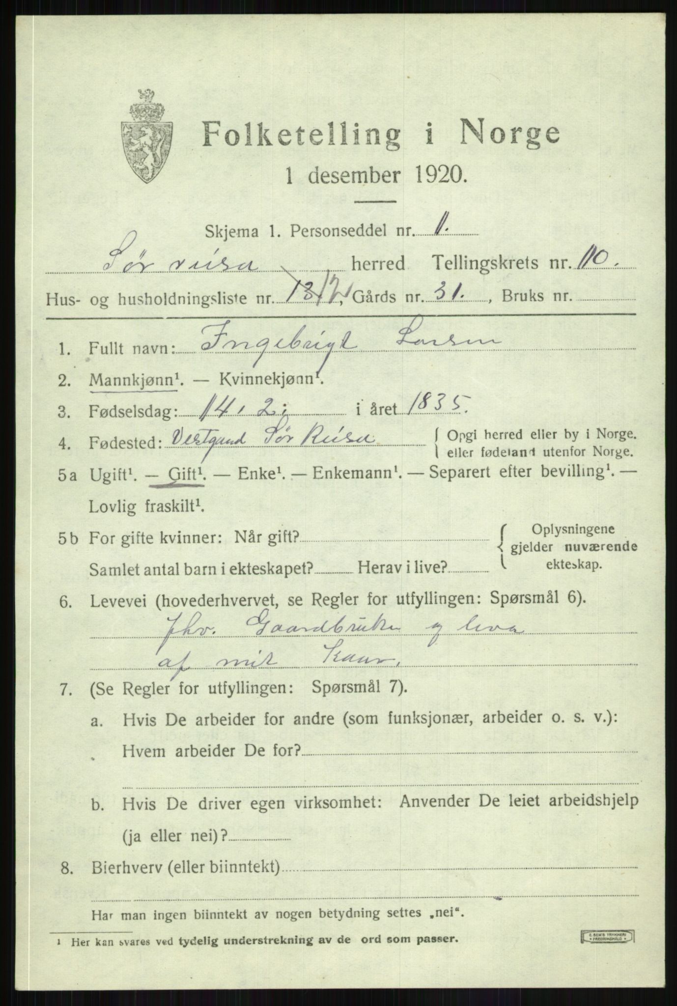 SATØ, 1920 census for Sørreisa, 1920, p. 4749