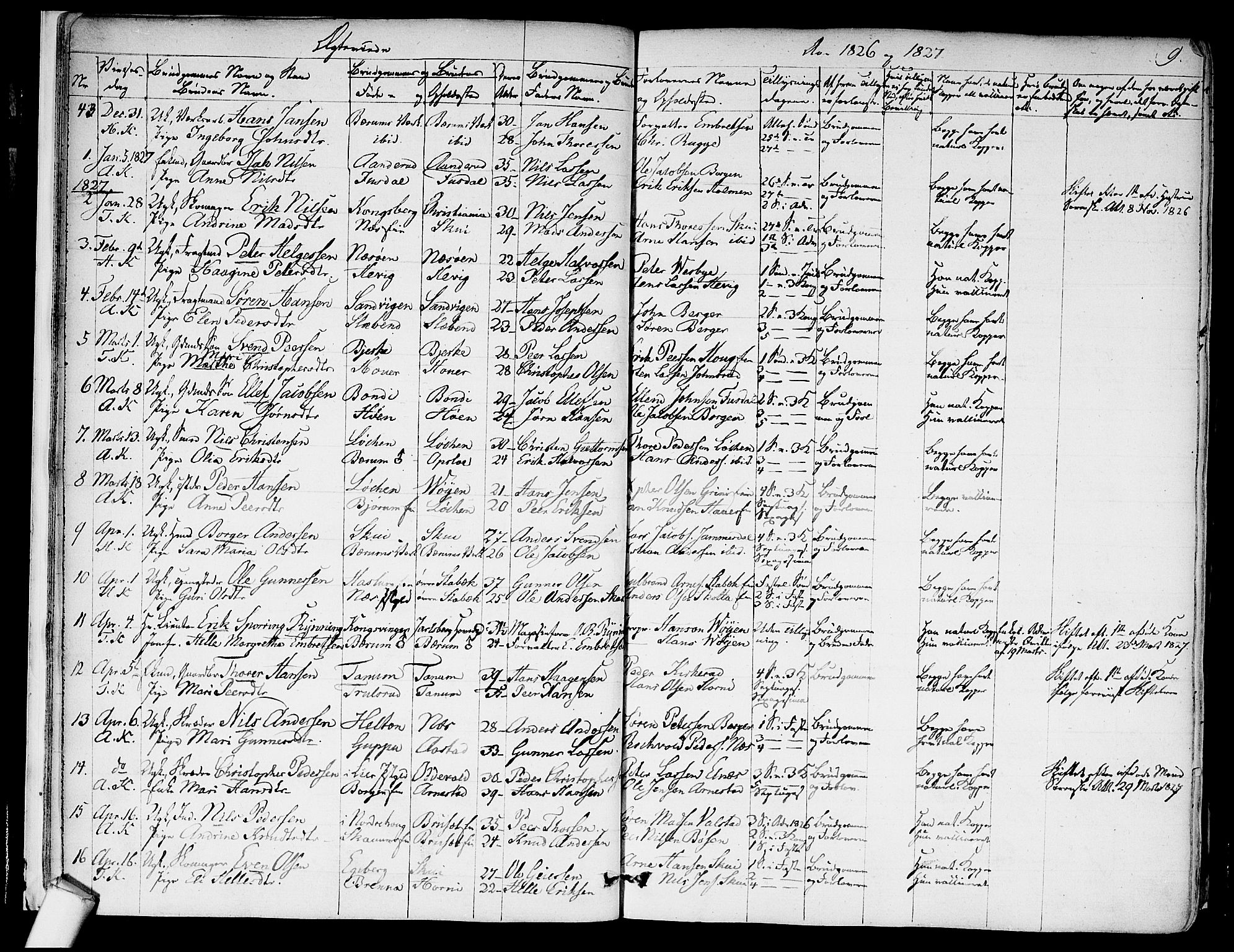 Asker prestekontor Kirkebøker, SAO/A-10256a/F/Fa/L0010: Parish register (official) no. I 10, 1825-1878, p. 9