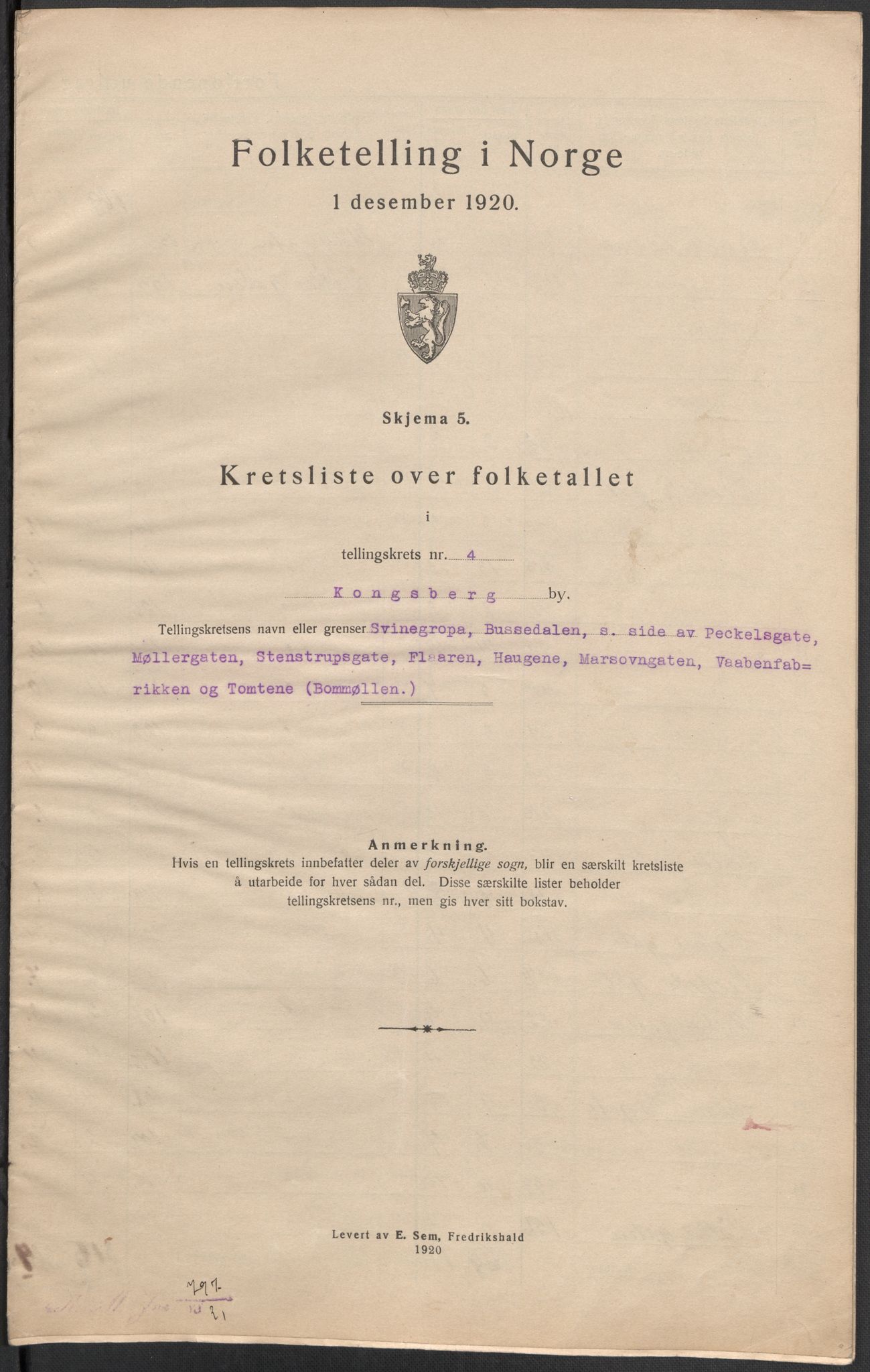 SAKO, 1920 census for Kongsberg, 1920, p. 16