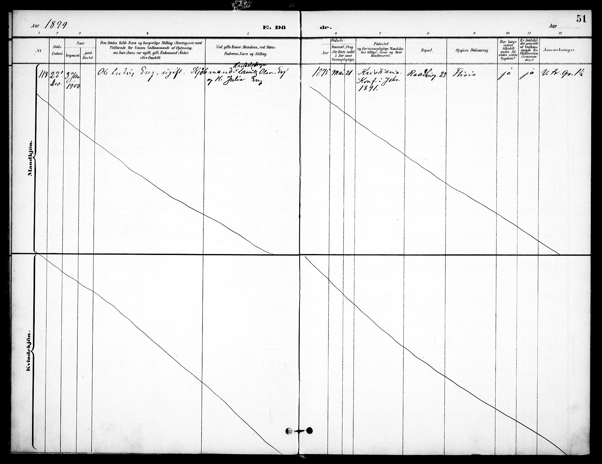 Johannes prestekontor Kirkebøker, AV/SAO-A-10852/F/Fa/L0008: Parish register (official) no. 8, 1897-1917, p. 51