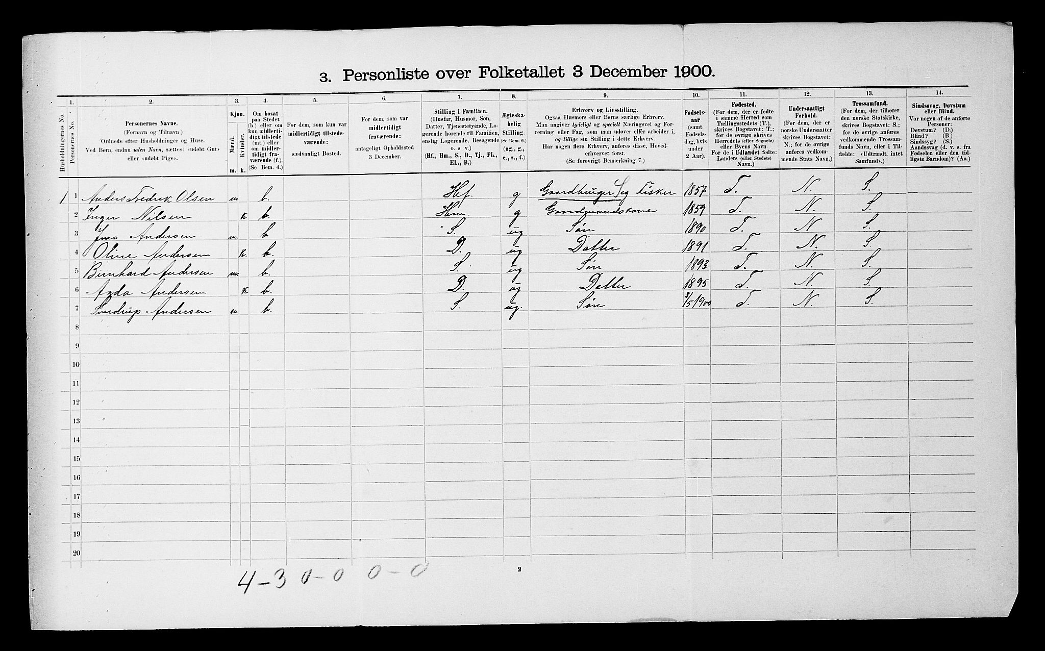 SATØ, 1900 census for Lenvik, 1900, p. 1013