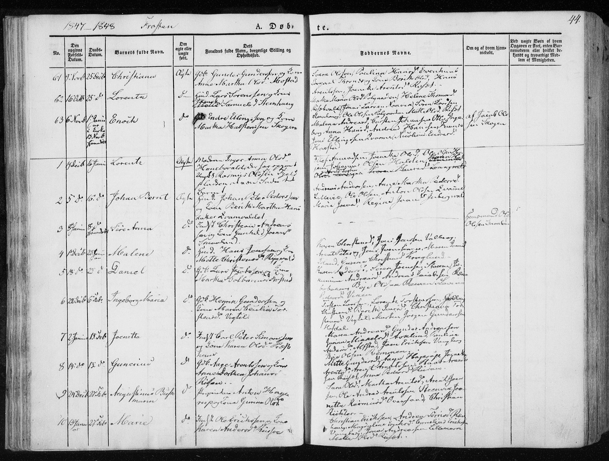 Ministerialprotokoller, klokkerbøker og fødselsregistre - Nord-Trøndelag, SAT/A-1458/713/L0115: Parish register (official) no. 713A06, 1838-1851, p. 44