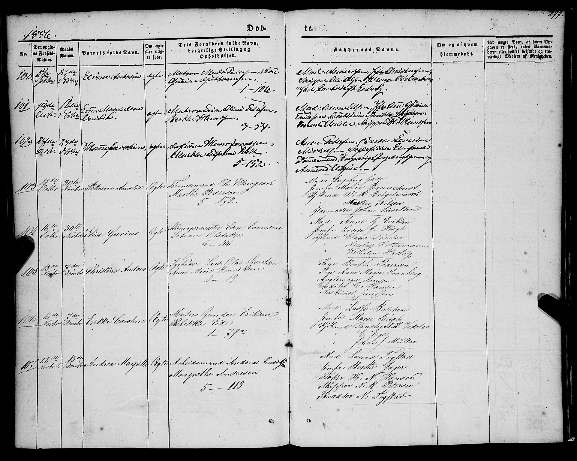 Nykirken Sokneprestembete, AV/SAB-A-77101/H/Haa/L0014: Parish register (official) no. B 1, 1844-1858, p. 277