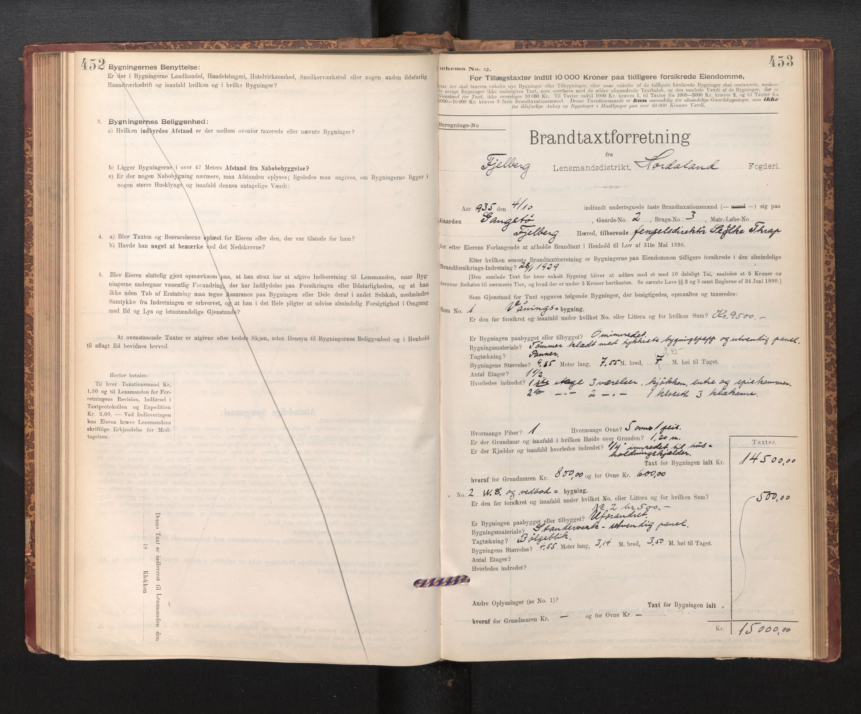 Lensmannen i Fjelberg, SAB/A-32101/0012/L0007: Branntakstprotokoll, skjematakst, 1895-1949, p. 452-453