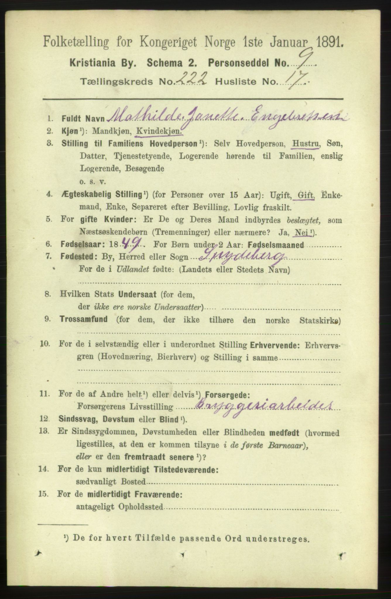 RA, 1891 census for 0301 Kristiania, 1891, p. 133721