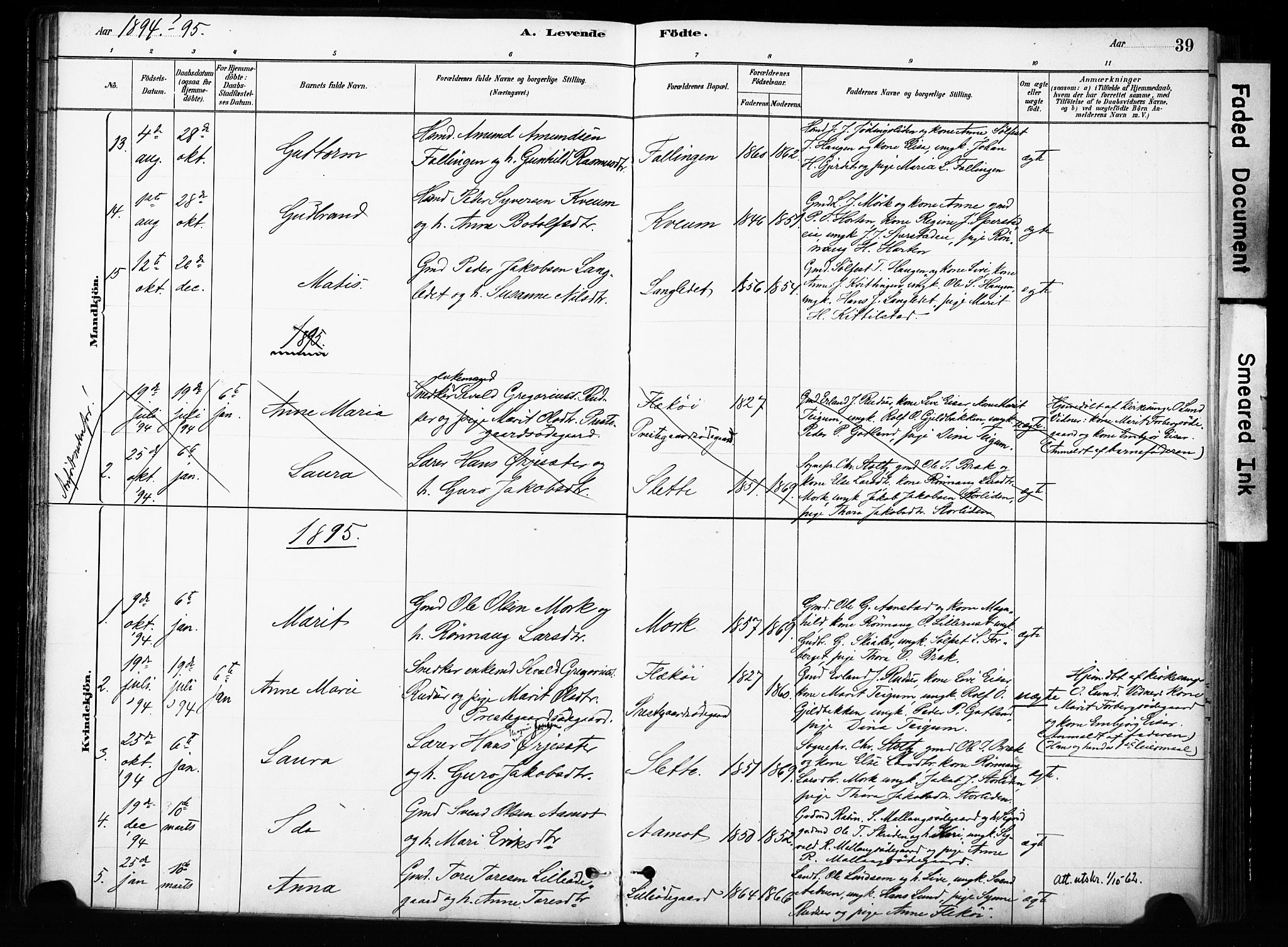 Skjåk prestekontor, SAH/PREST-072/H/Ha/Haa/L0004: Parish register (official) no. 4, 1880-1904, p. 39