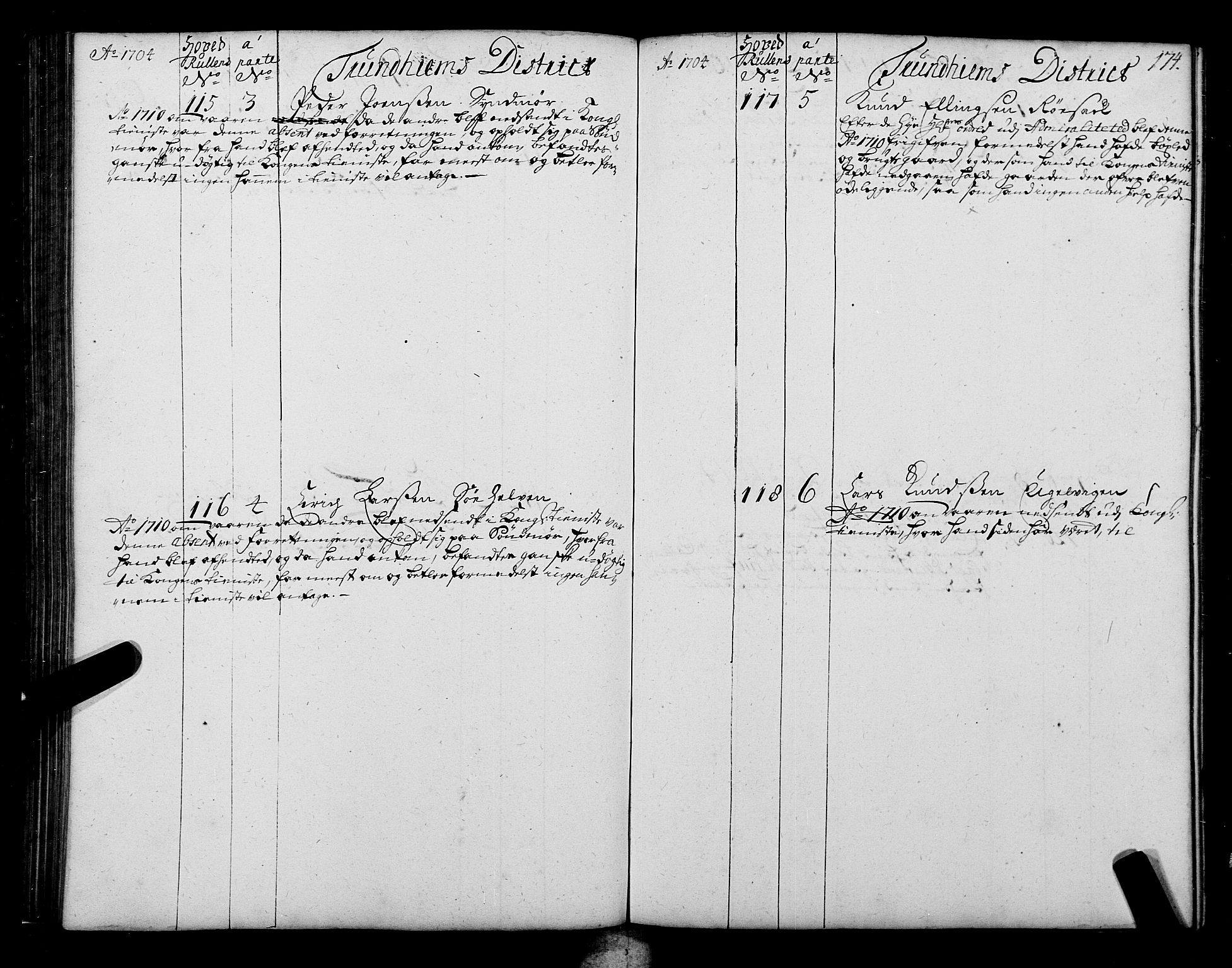 Sjøinnrulleringen - Trondhjemske distrikt, SAT/A-5121/01/L0004: Ruller over sjøfolk i Trondhjem by, 1704-1710, p. 174