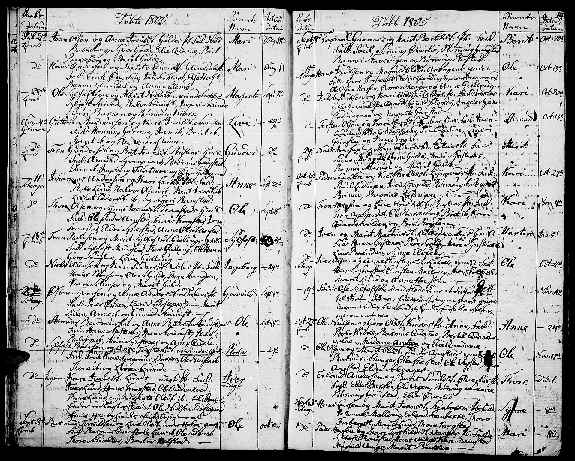 Lom prestekontor, SAH/PREST-070/K/L0003: Parish register (official) no. 3, 1801-1825, p. 14