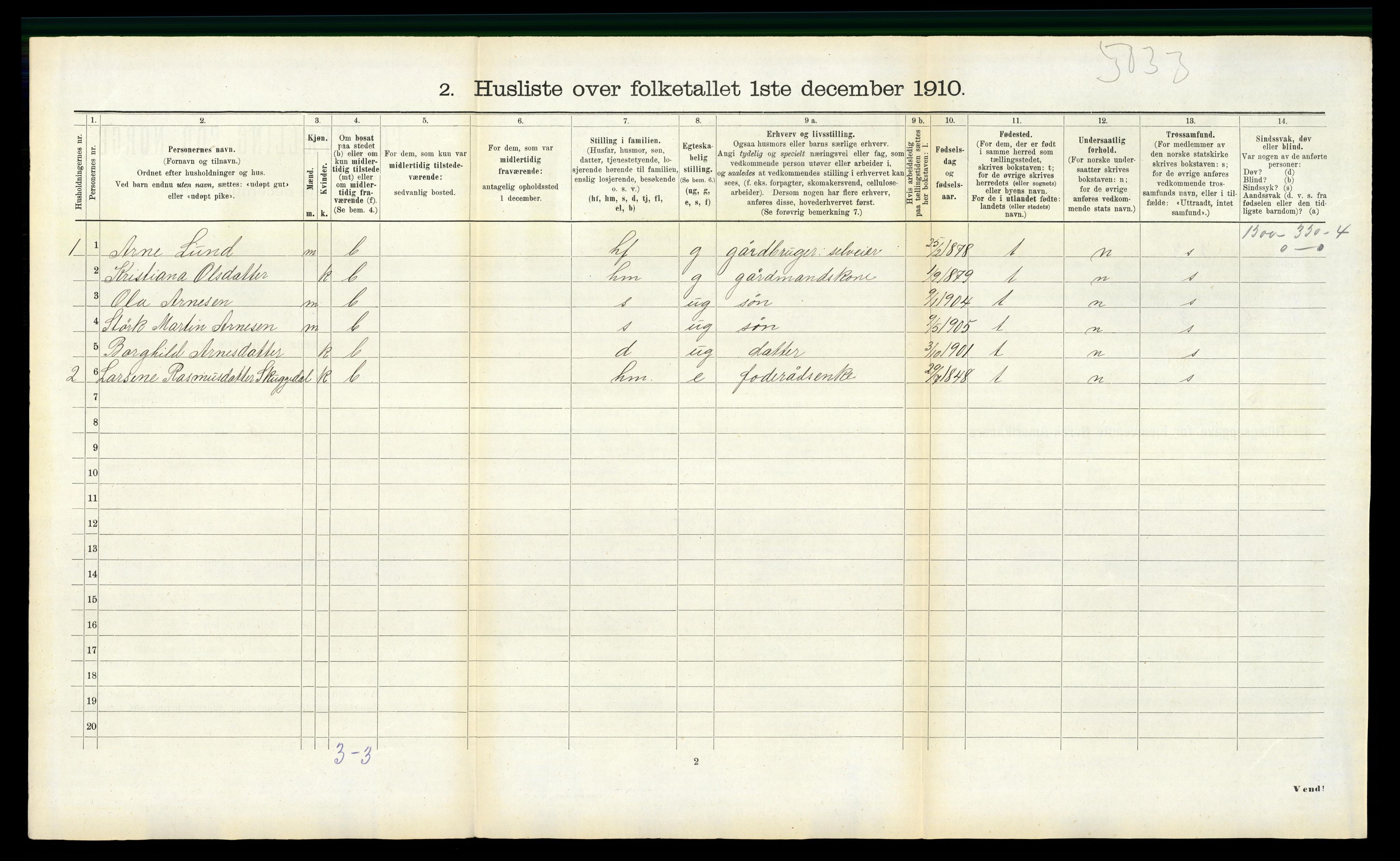 RA, 1910 census for Masfjorden, 1910, p. 333