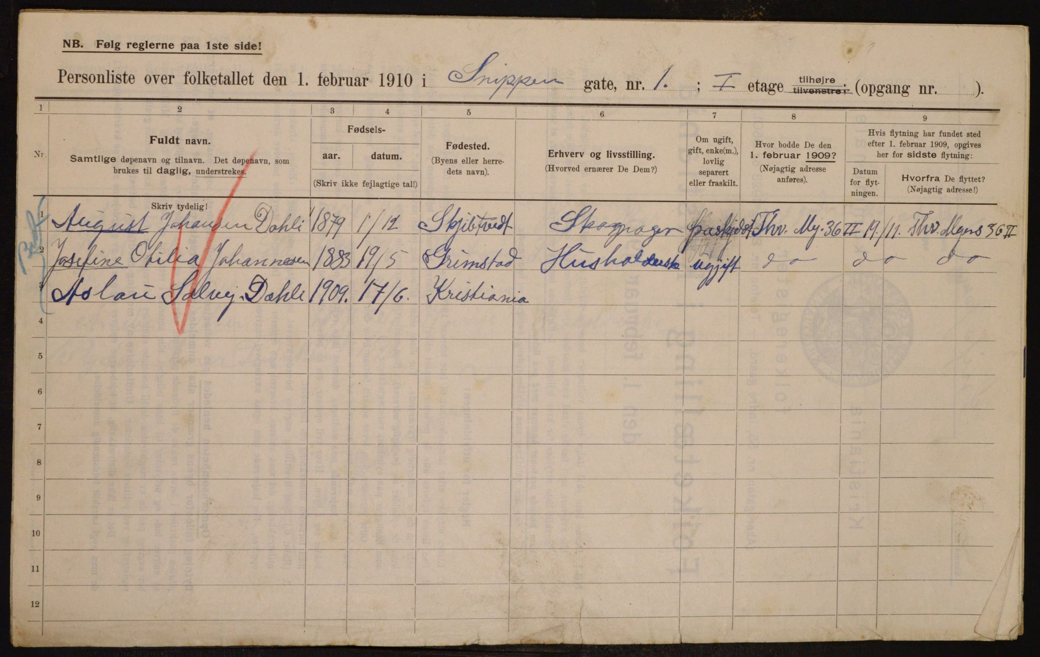 OBA, Municipal Census 1910 for Kristiania, 1910, p. 93382