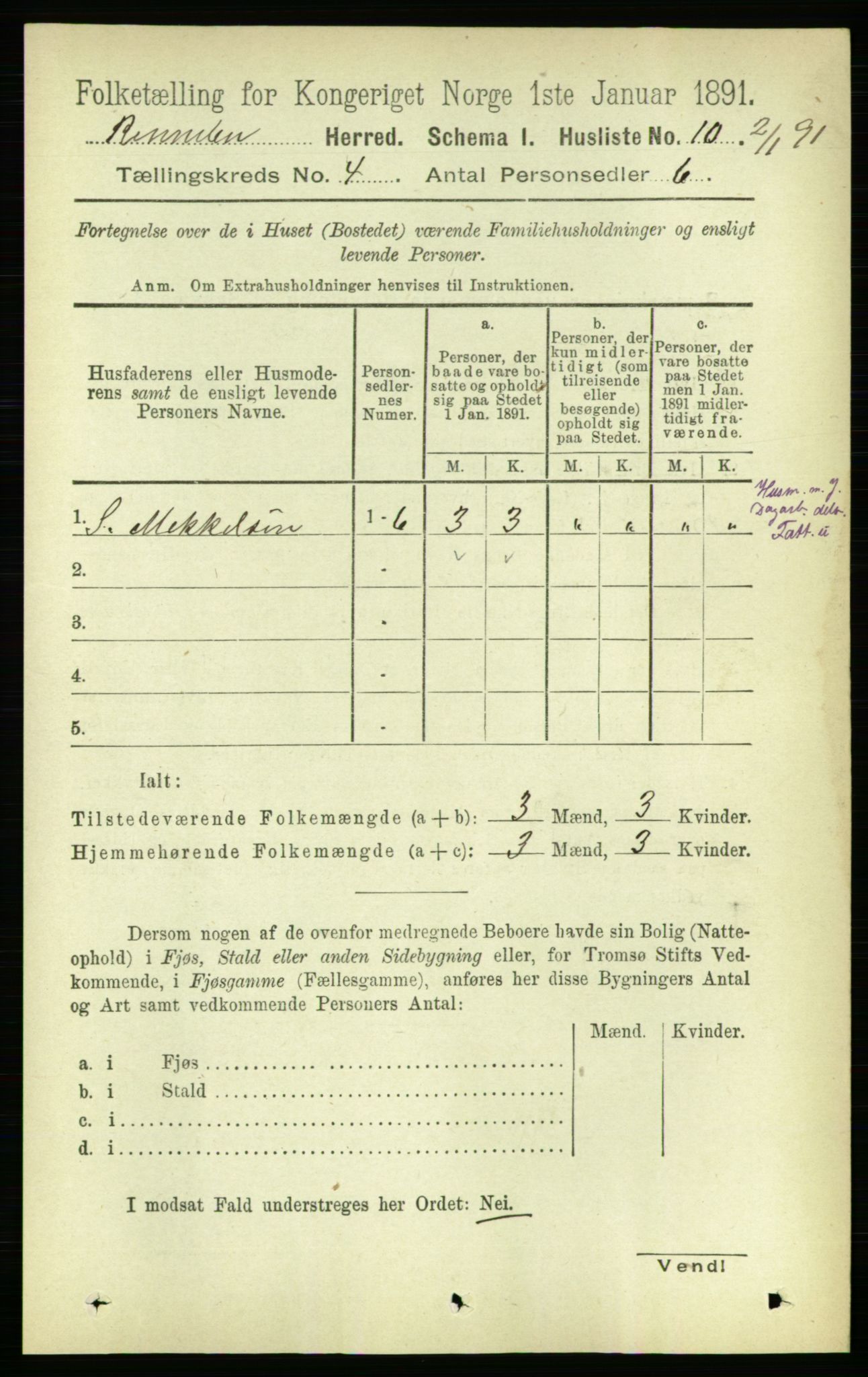 RA, 1891 census for 1635 Rennebu, 1891, p. 1899