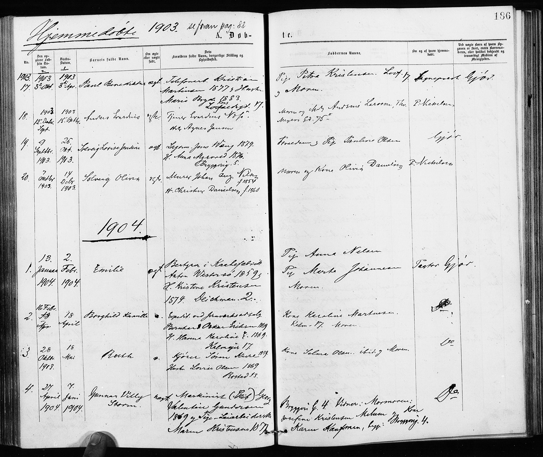 Jakob prestekontor Kirkebøker, SAO/A-10850/F/Fa/L0001: Parish register (official) no. 1, 1875-1924, p. 186