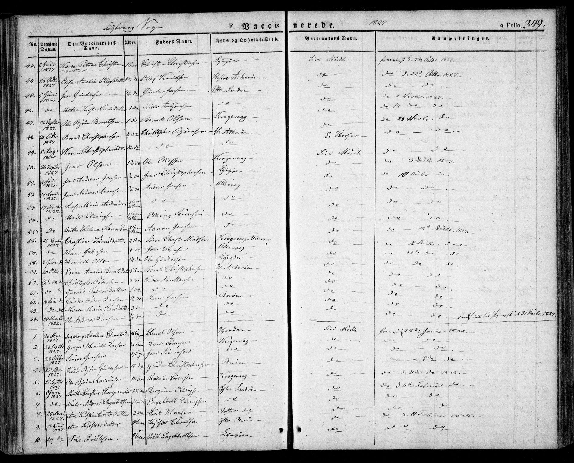 Dypvåg sokneprestkontor, AV/SAK-1111-0007/F/Fa/Faa/L0004: Parish register (official) no. A 4, 1824-1840, p. 349