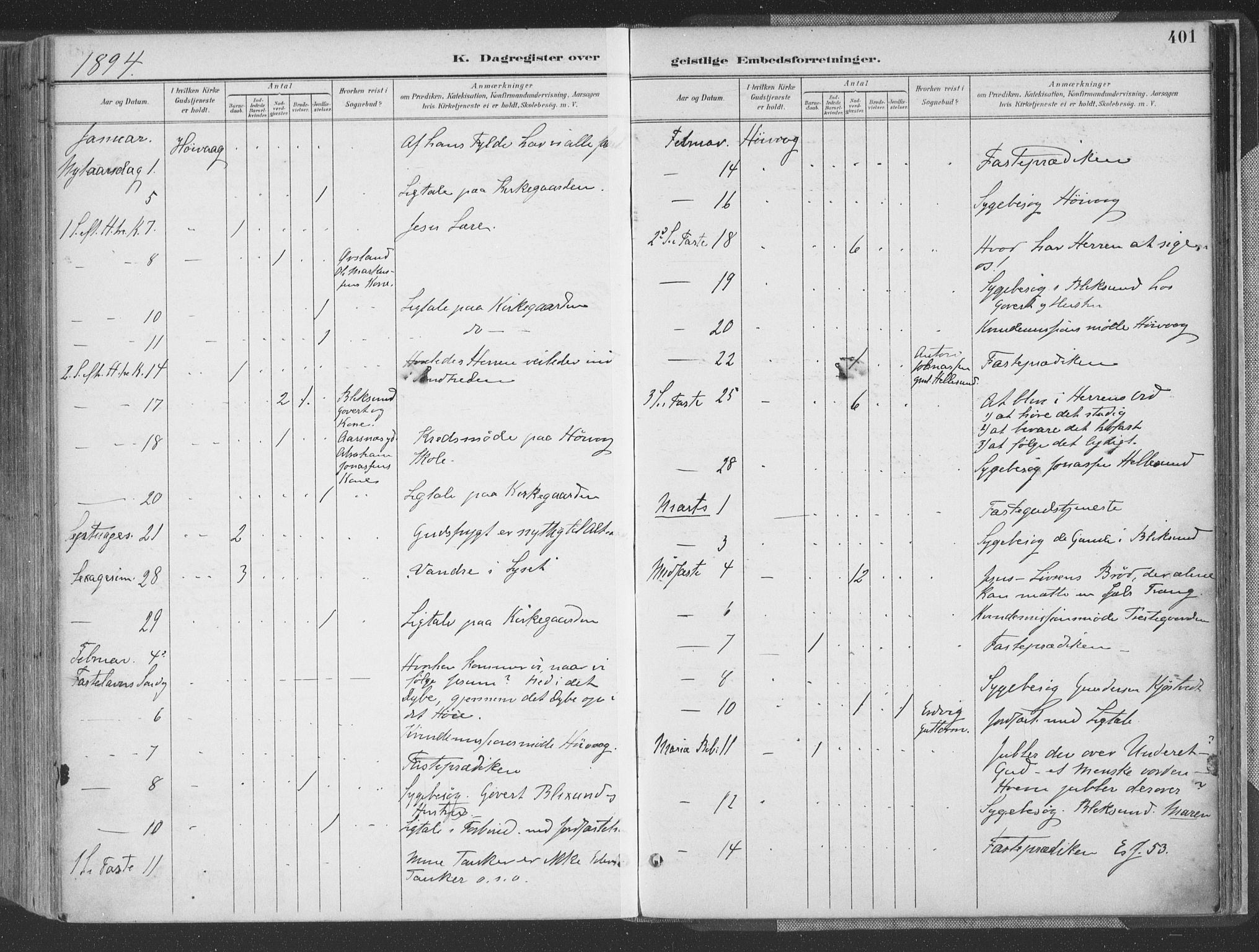 Høvåg sokneprestkontor, SAK/1111-0025/F/Fa/L0006: Parish register (official) no. A 6, 1894-1923, p. 401